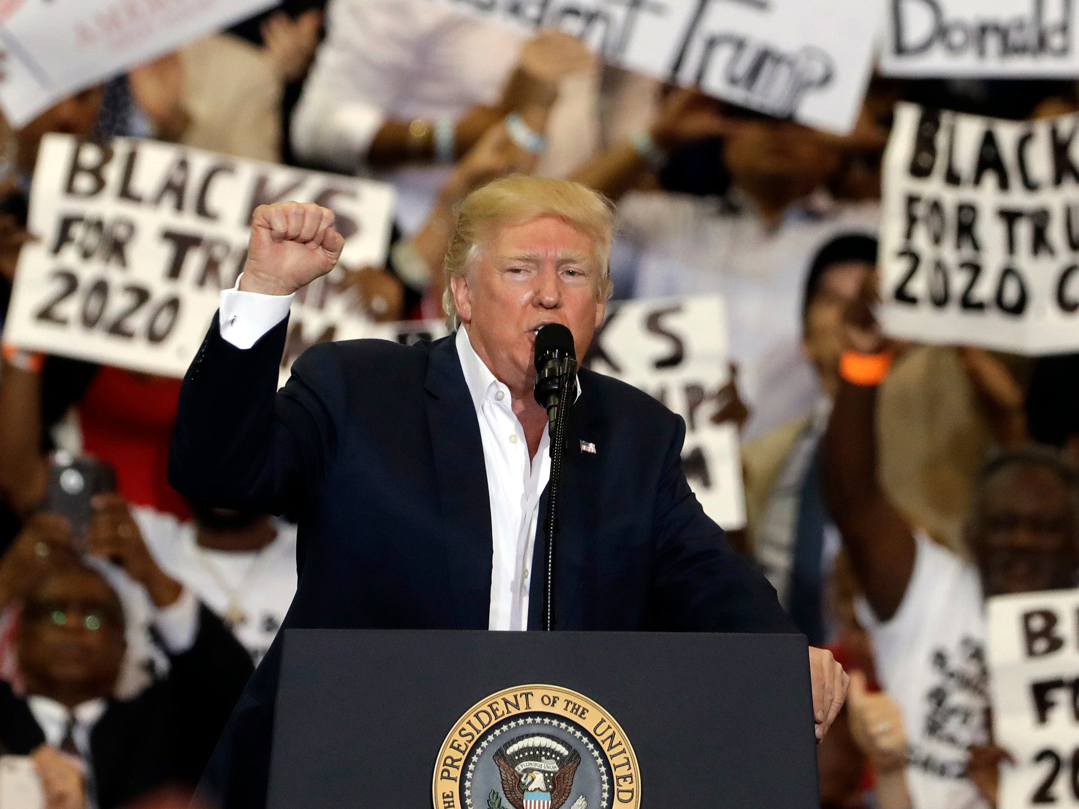 Donald Trump speaks at a rally in Florida