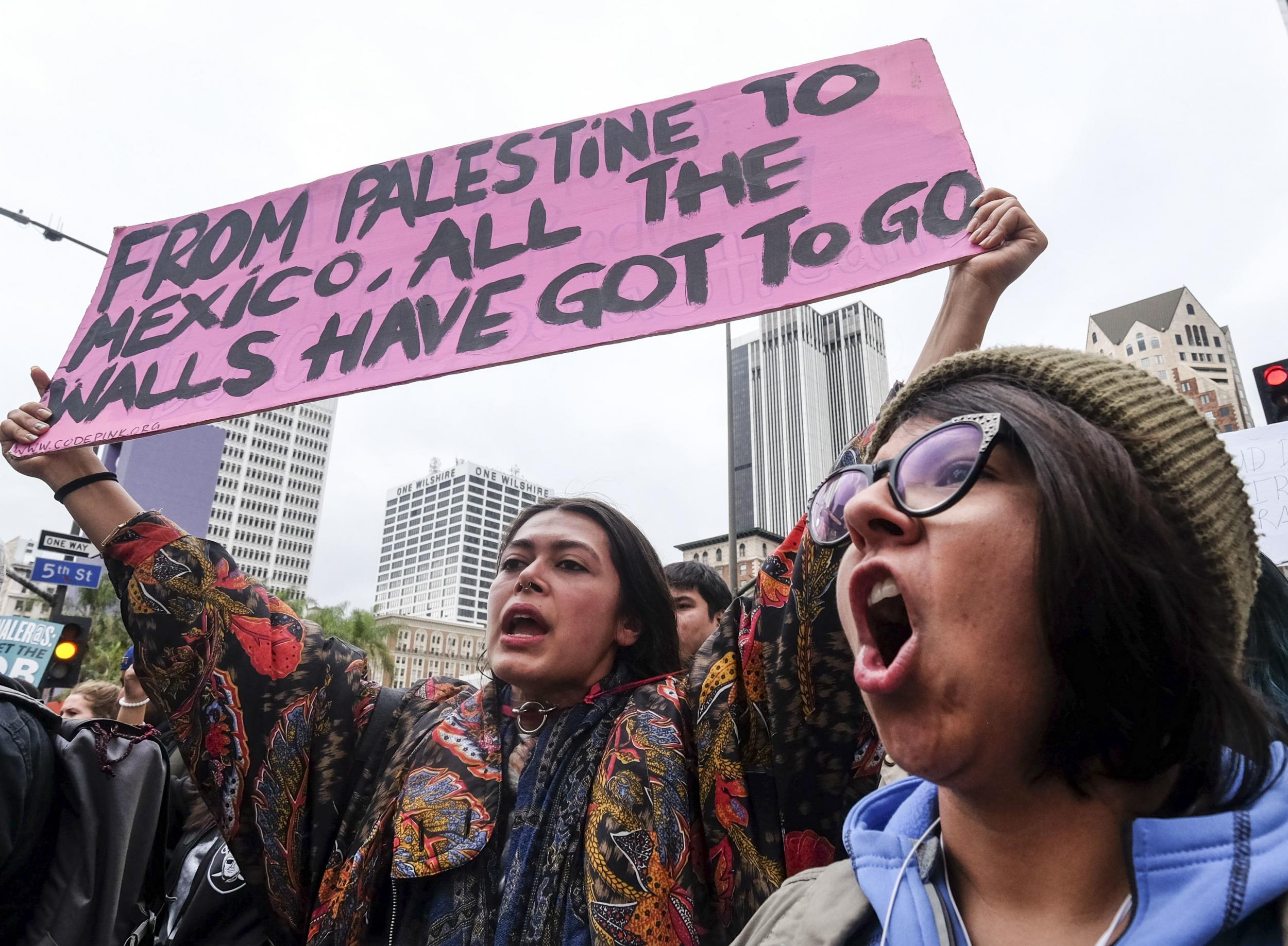 Thousands take part in the ''Free the People Immigration March,'' to protest actions taken by President Donald Trump and his administration, in Los Angeles Sunday, Feb. 18, 2017