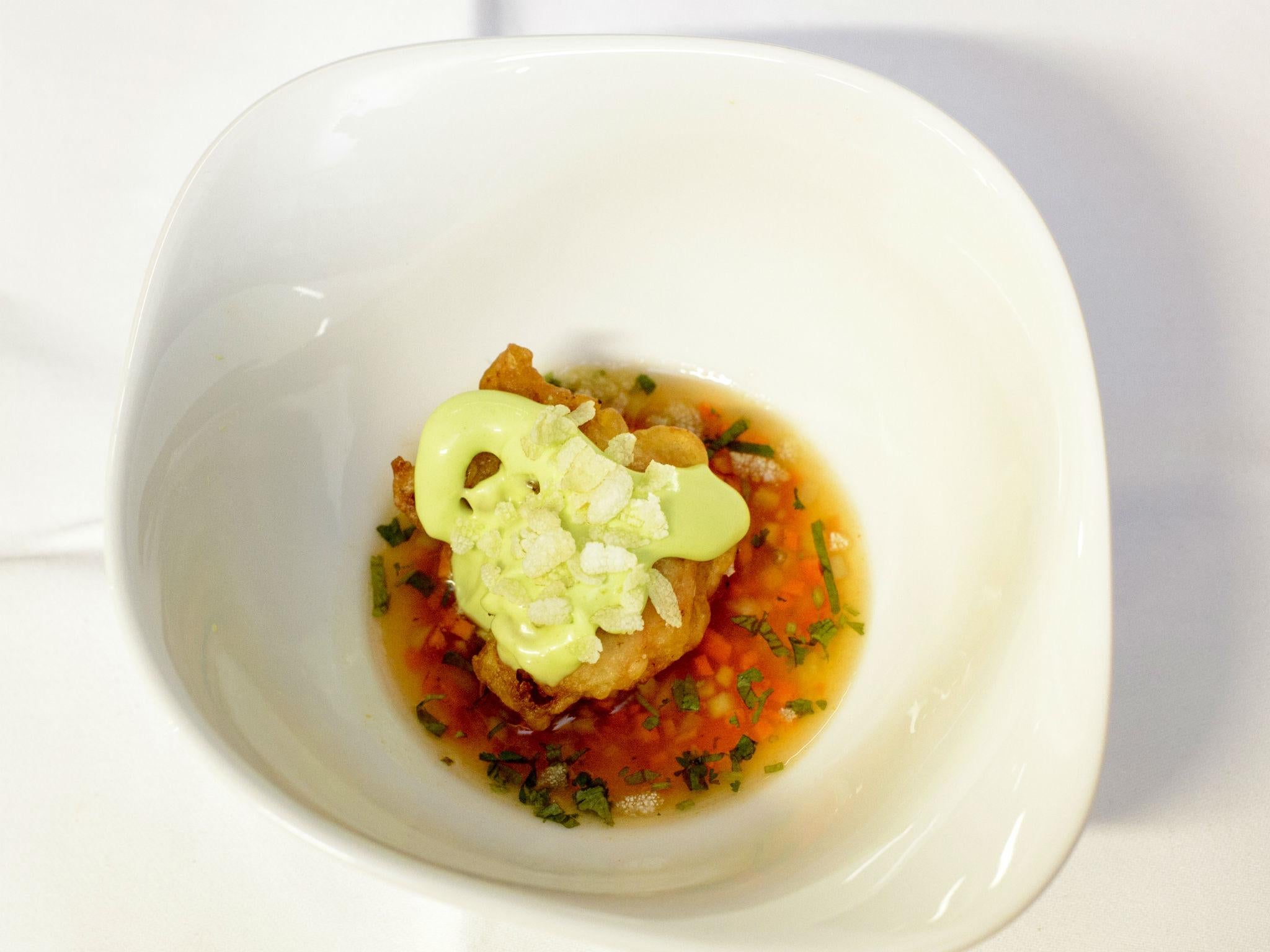 The wasabi prawn, was a variation on Raue’s signature dish, the Wasabi Langoustine