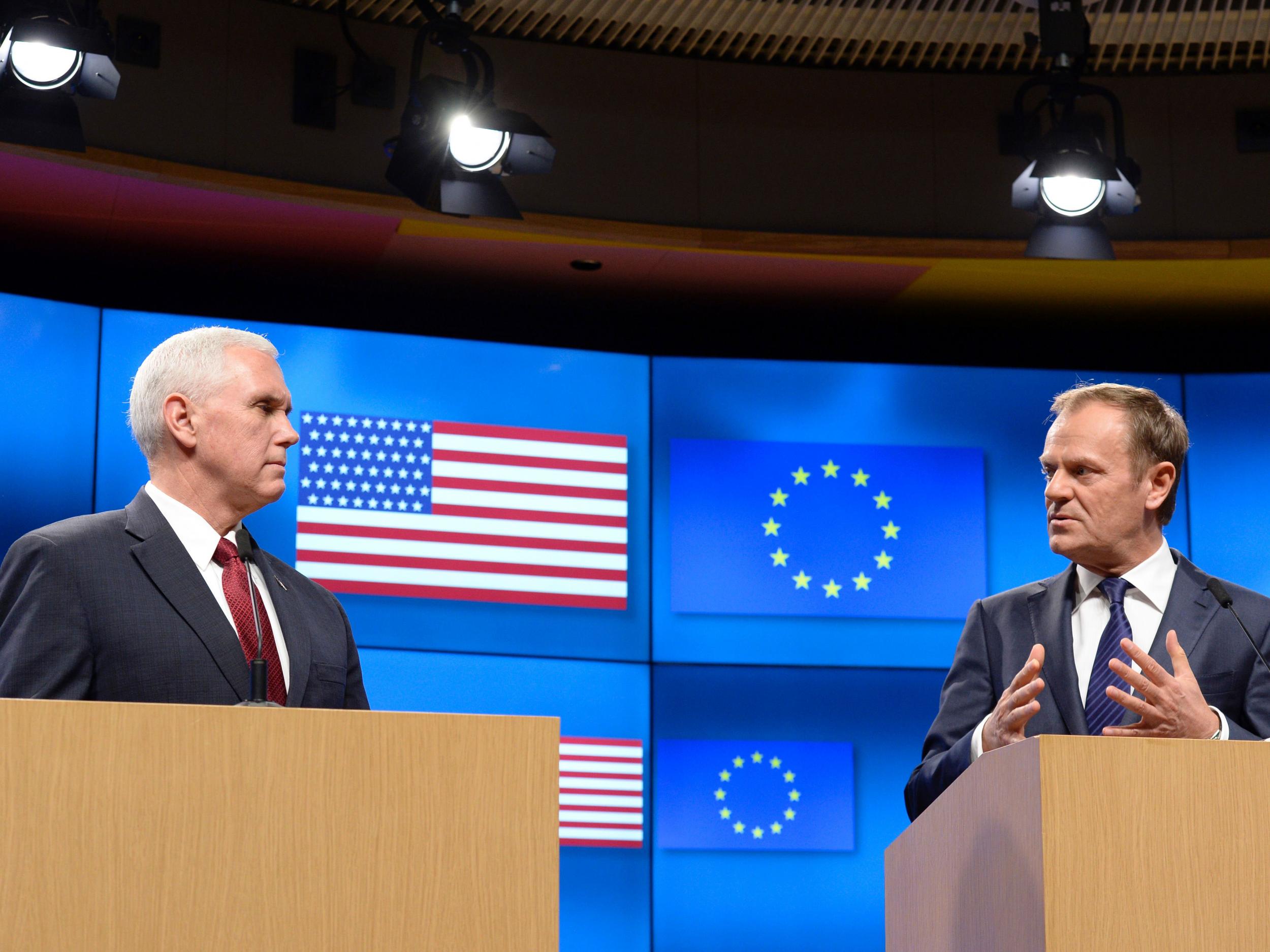 The Brussels version of the flag had three rows of nine stars and three rows with eight stars each. It should be nine alternating rows of five and six.