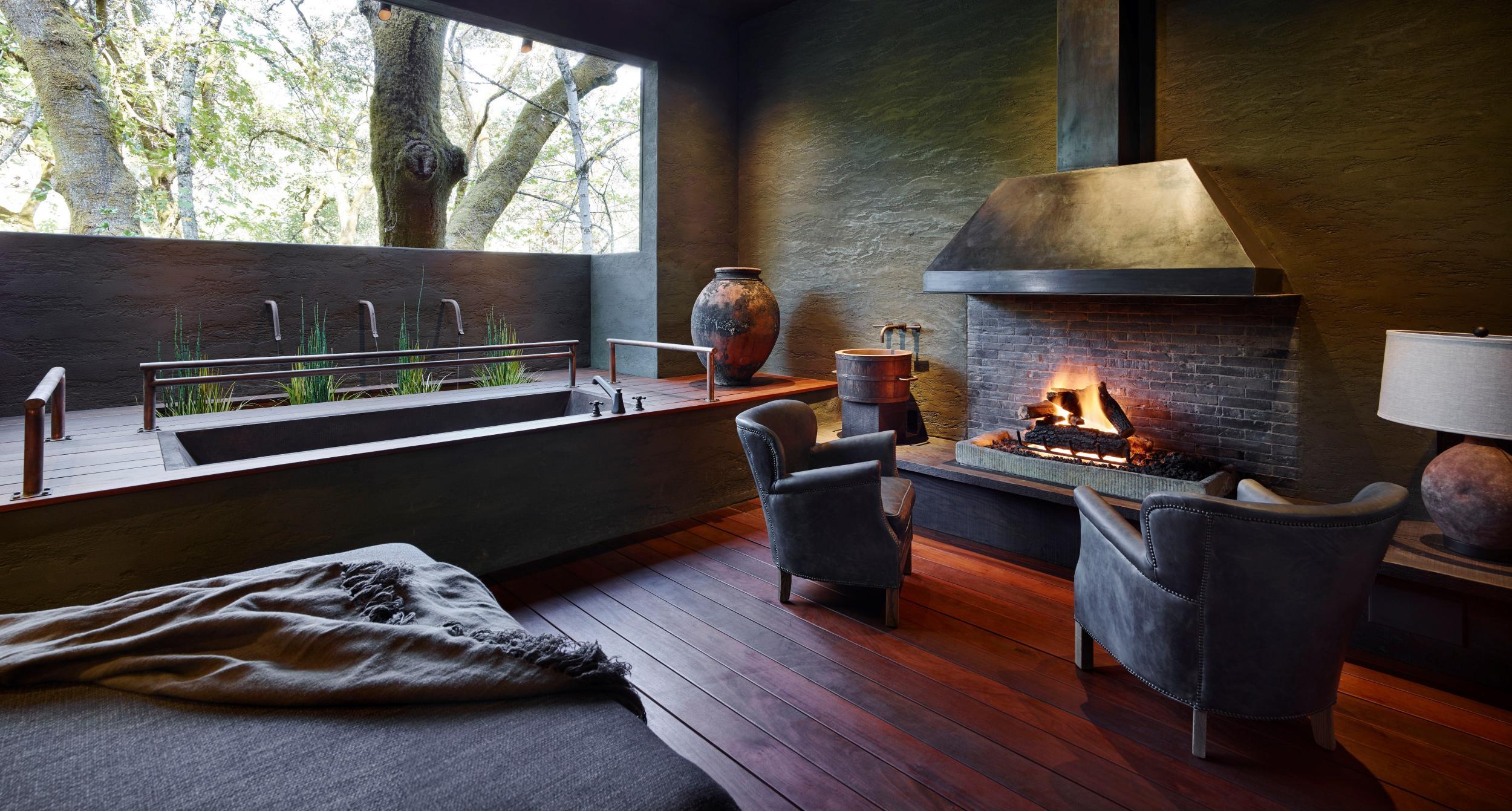 The ‘treehouse retreat’ room at the spa lacks the majority of a fourth wall