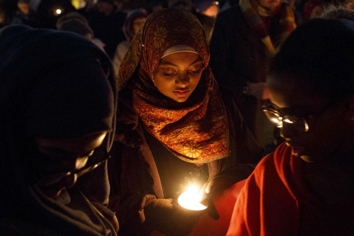 Protesters gathered in the aftermath of Mr Trump's executive order banning travel for people from seven Muslim-majority countries