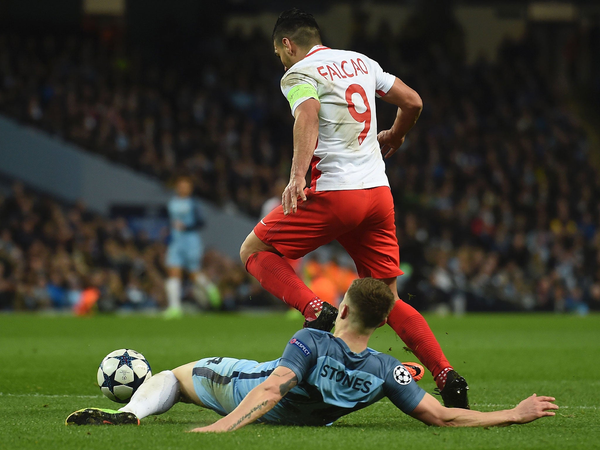 Stones was left on the turf as Falcao spun past him to score his second