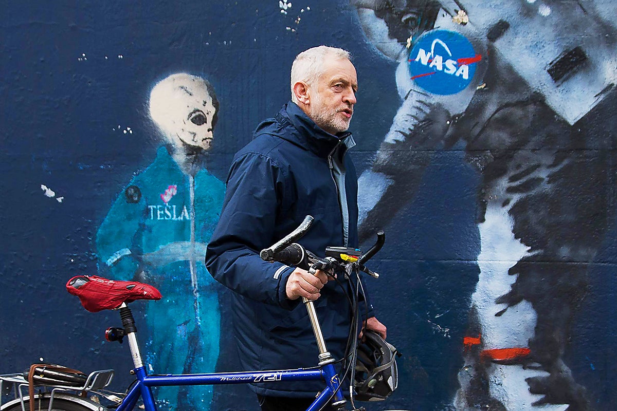 British opposition Labour Party leader Jeremy Corbyn leaves his home in north London. Britain's ailing Labour party was battling today to avoid defeat in two parliamentary by-elections, fighting off UKIP in one Brexit bastion and fearing a historic loss to the governing Conservatives in the other.