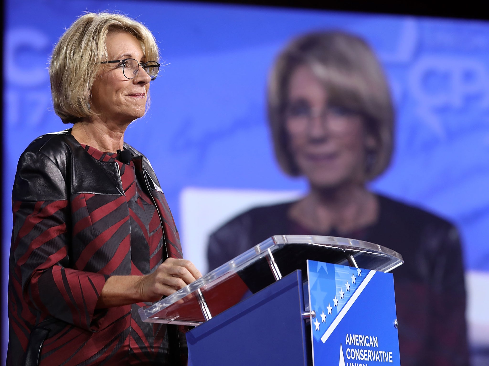 Education Secretary DeVos addresses attendees at CPAC