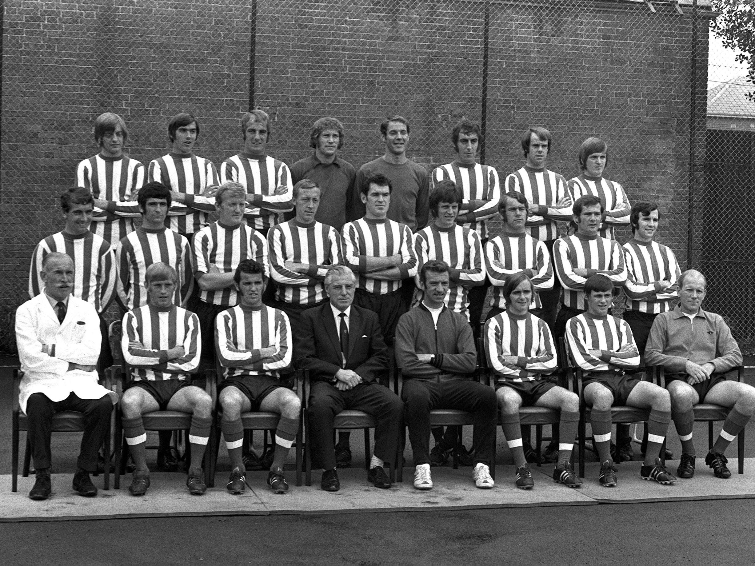 The Southampton 1970/71 team. Stokes sits in the front row, second from the right