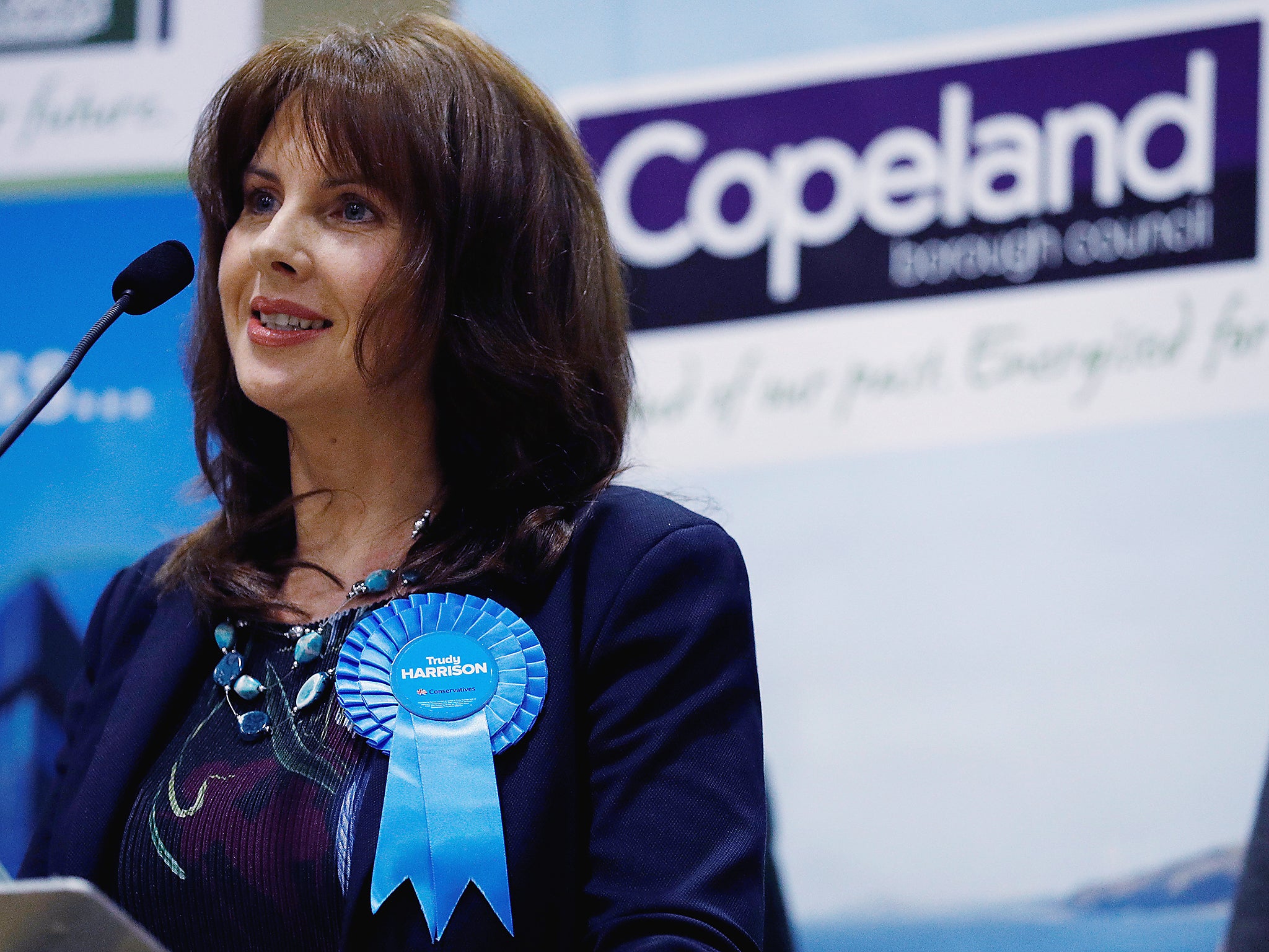 Conservative Party candidate Trudy Harrison makes a speech after winning the Copeland by-election in Whitehaven, Britain