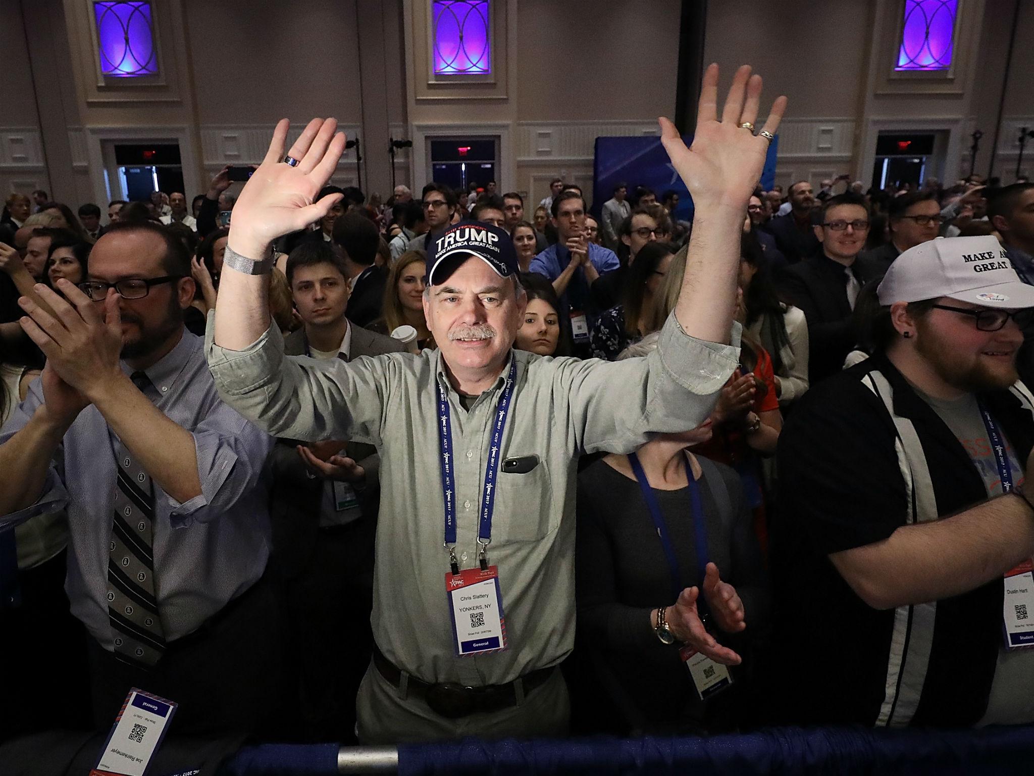 ‘We’re gonna win big, folks,’ the President told the crowd, smiles of naked adoration pasted on their faces