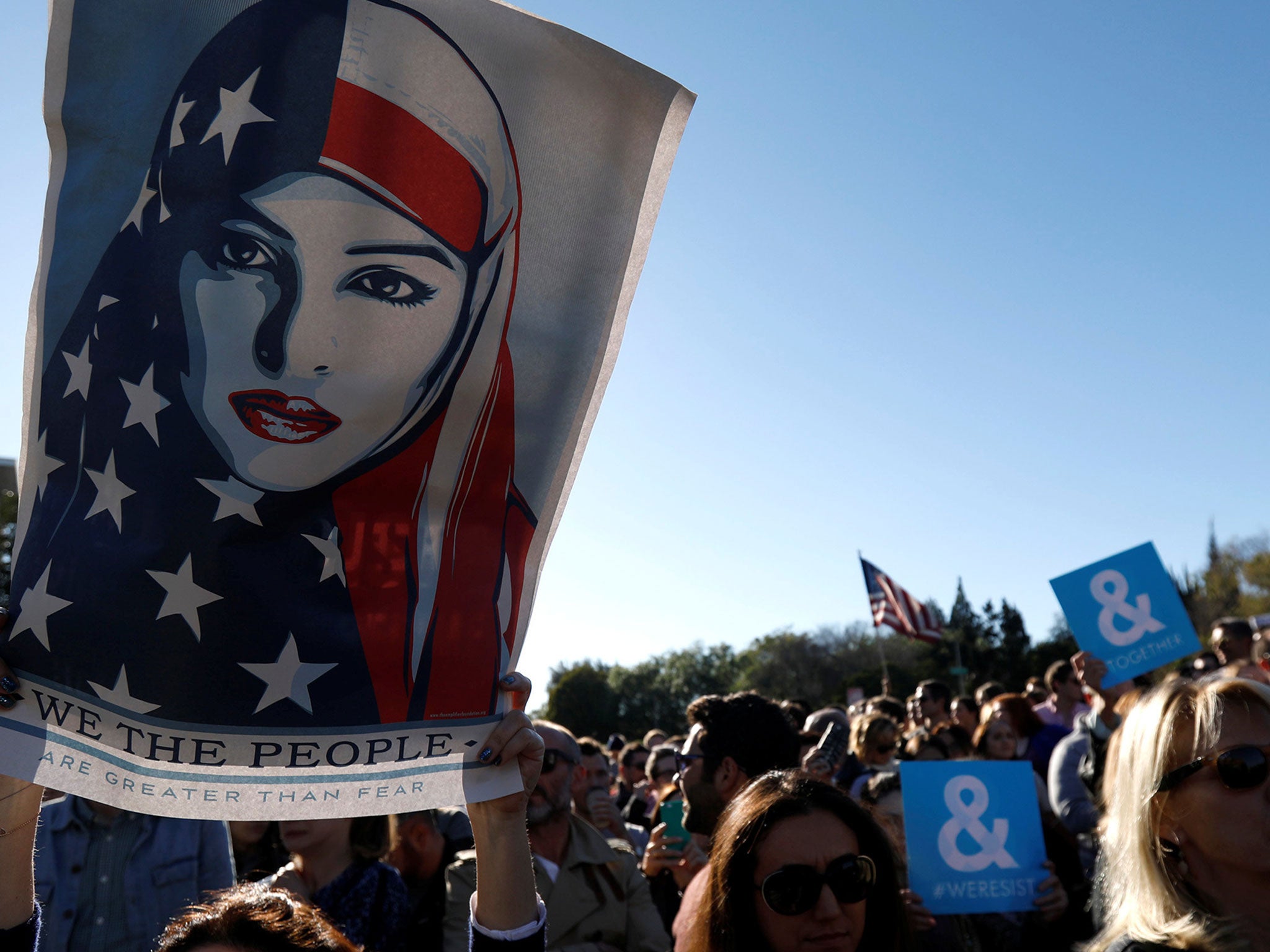 Hollywood stars attended the ‘United Voices’ rally hosted in Beverly Hills, California, on 24 February