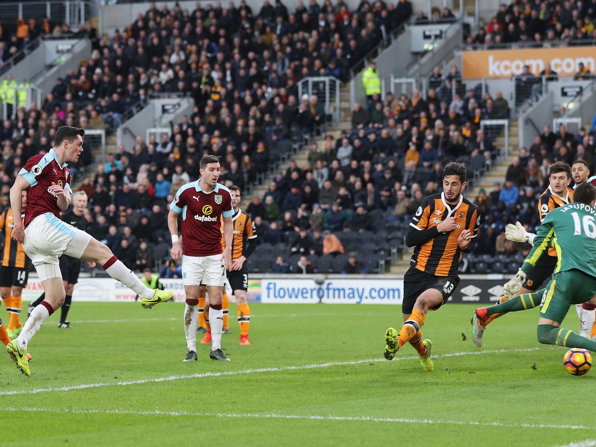 Michael Keane strikes from close range to equalise