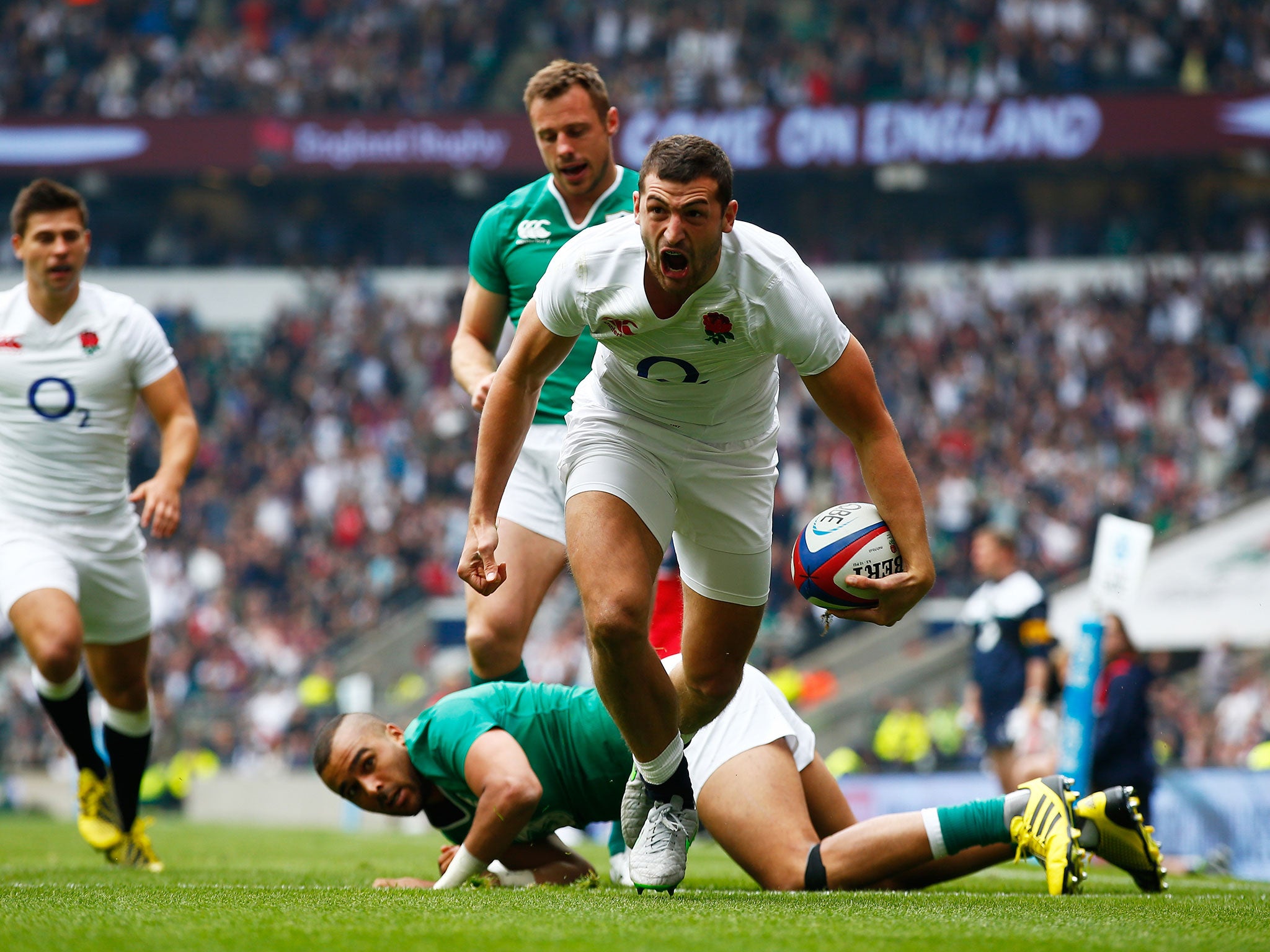 Jonny May has scored all eight of his international tries at Twickenham