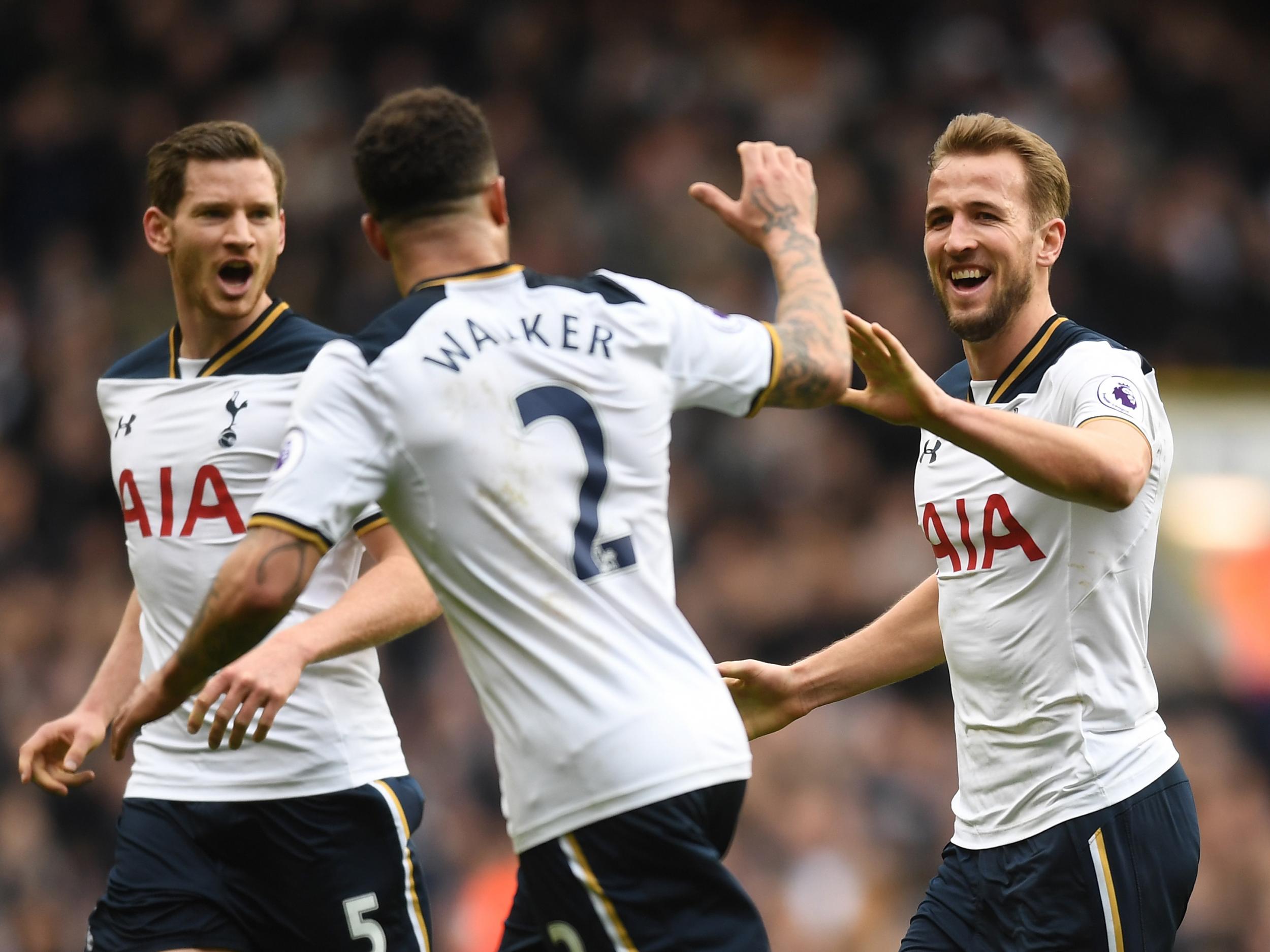 Kane is congratulated after scoring his second