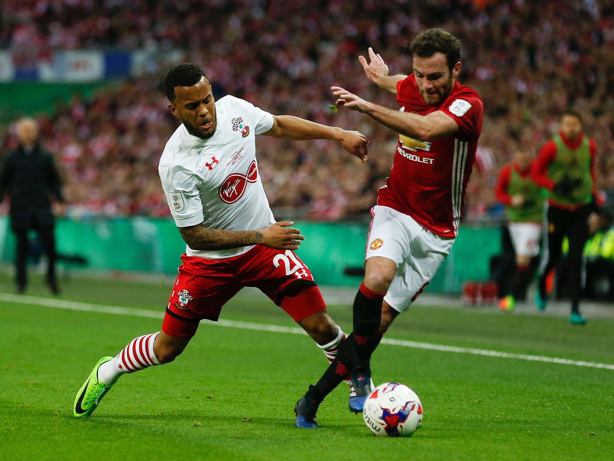 Ryan Bertrand and Juan Mata tussle for possession (Getty)