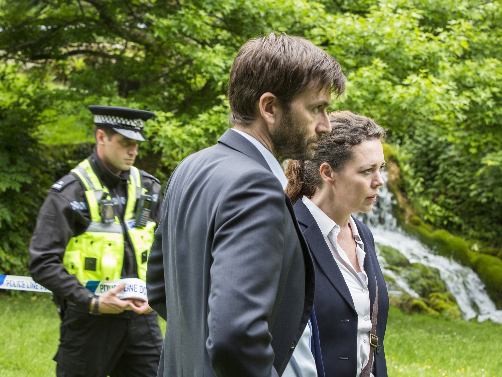 DI Alec Hardy (David Tennant) and DS Ellie Miller (Olivia Colman) working on the new case
