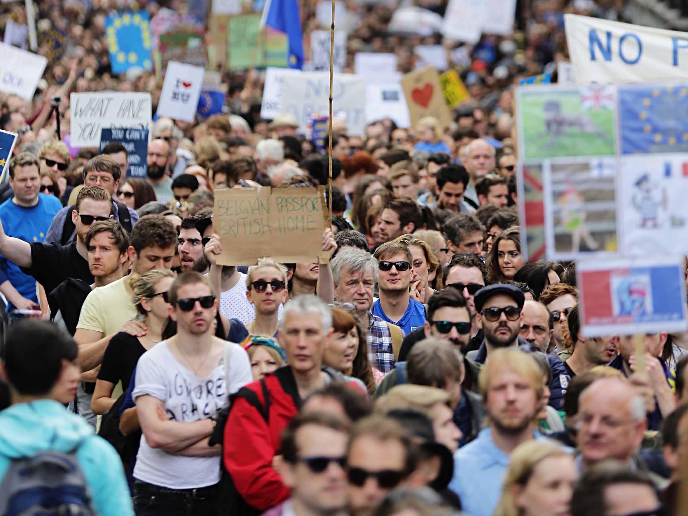 Pro-EU protesters marching in London in July last year, shortly after the Brexit vote