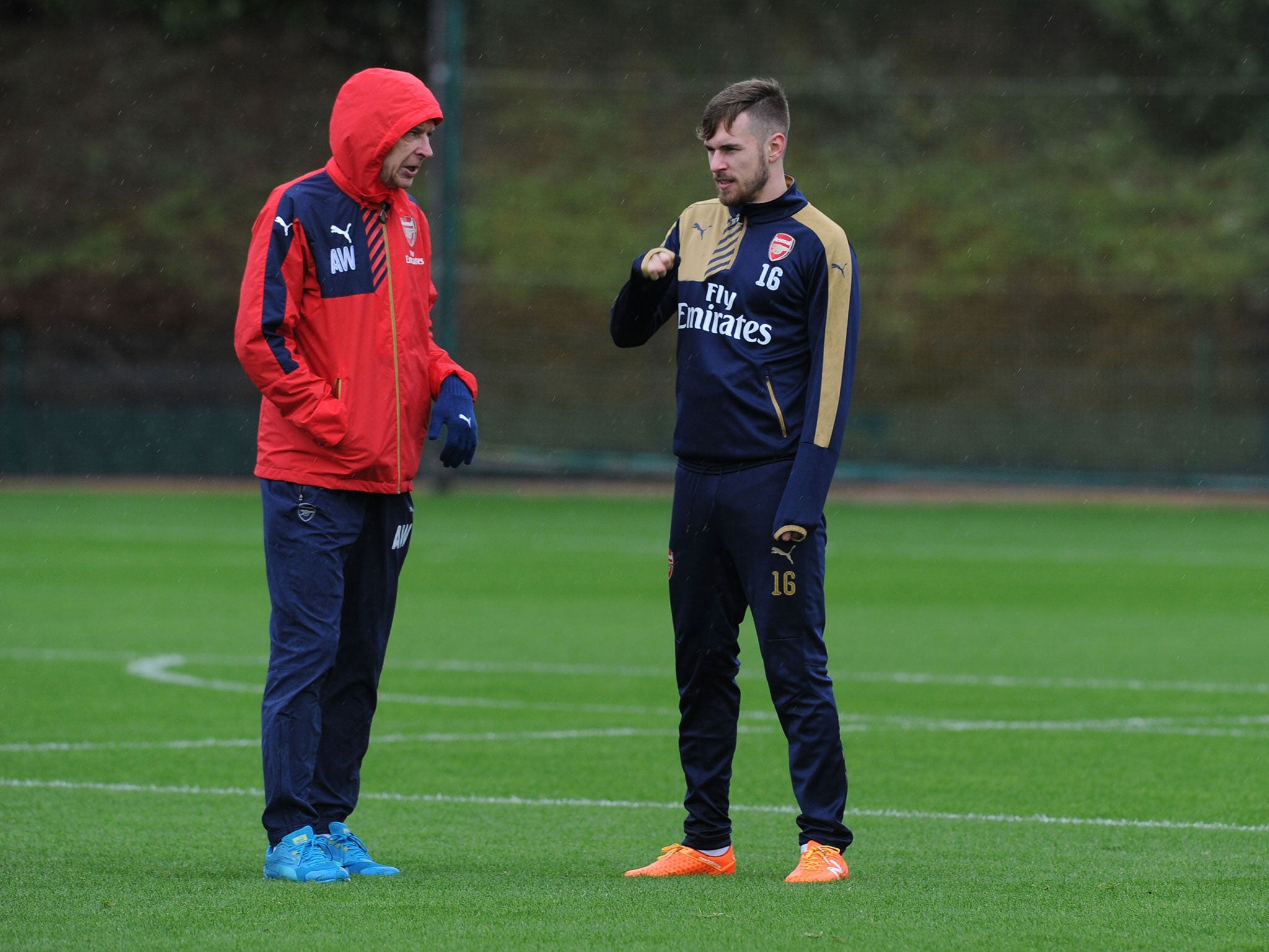 Ramsey with Wenger in training