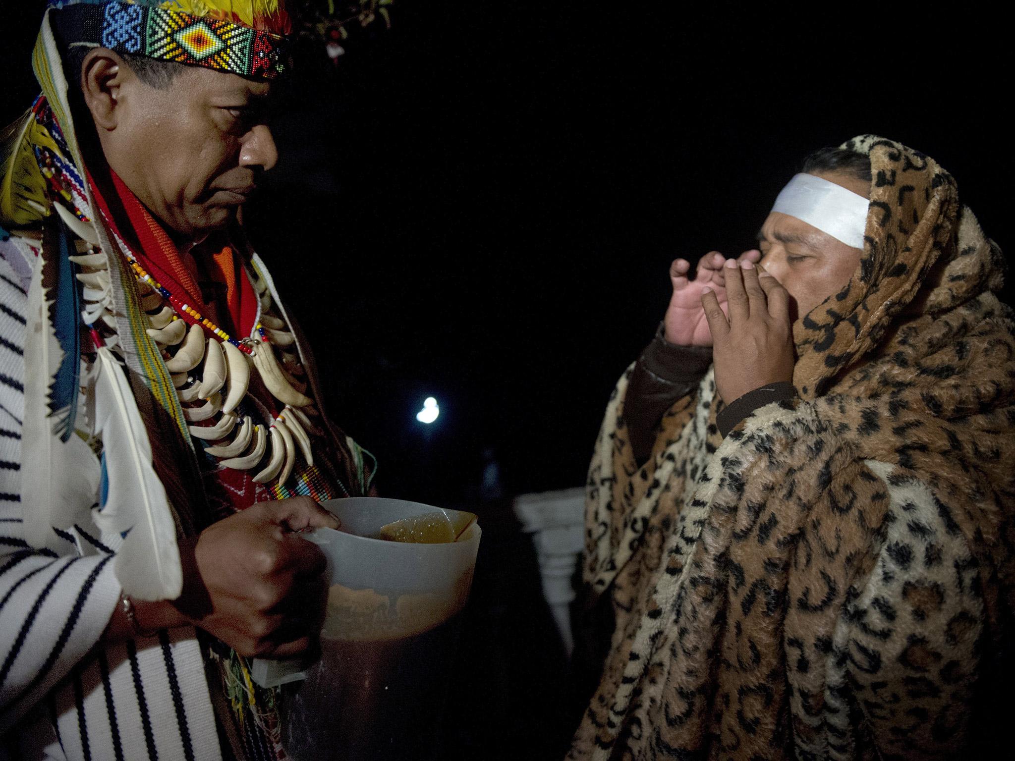 Ayahuasca being used during a ceremony in Columbia