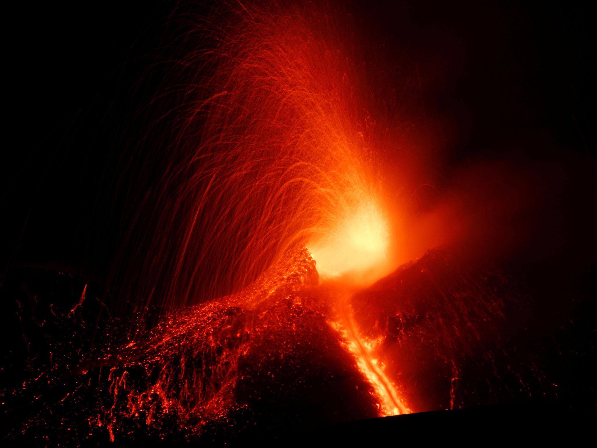 Authorities reported no danger to the towns that dot the mountain's slopes