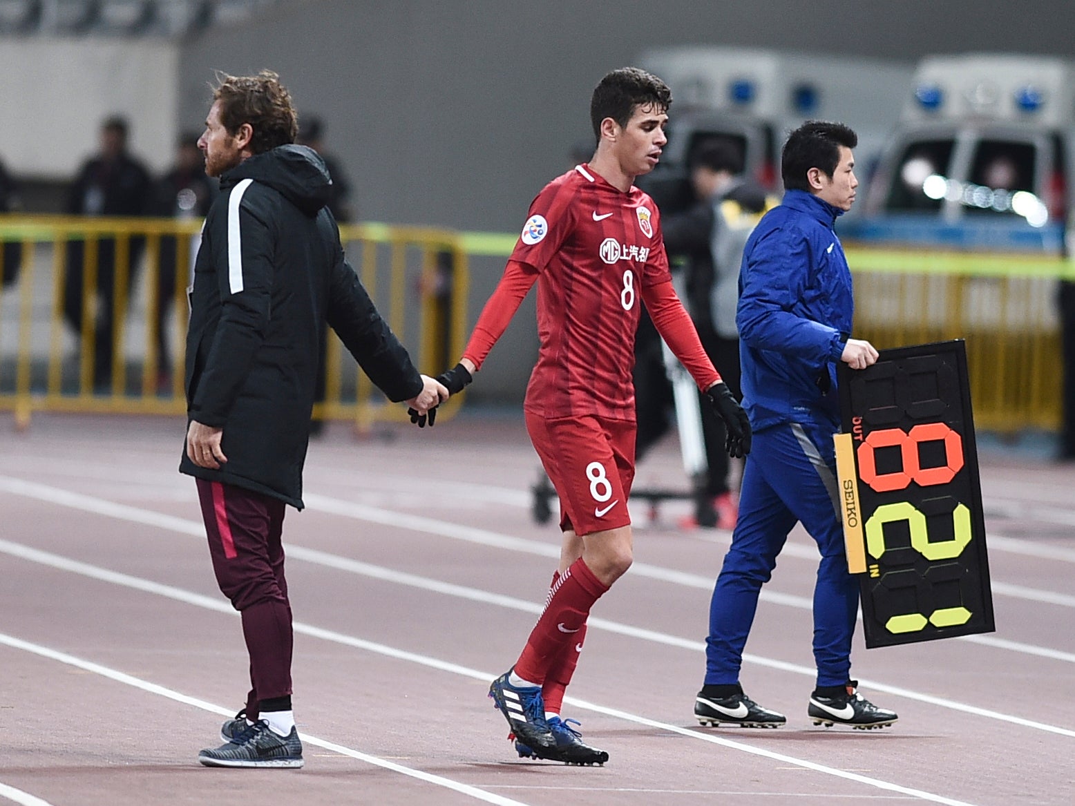 Oscar and Andre Villas-Boas at Shanghai SIPG