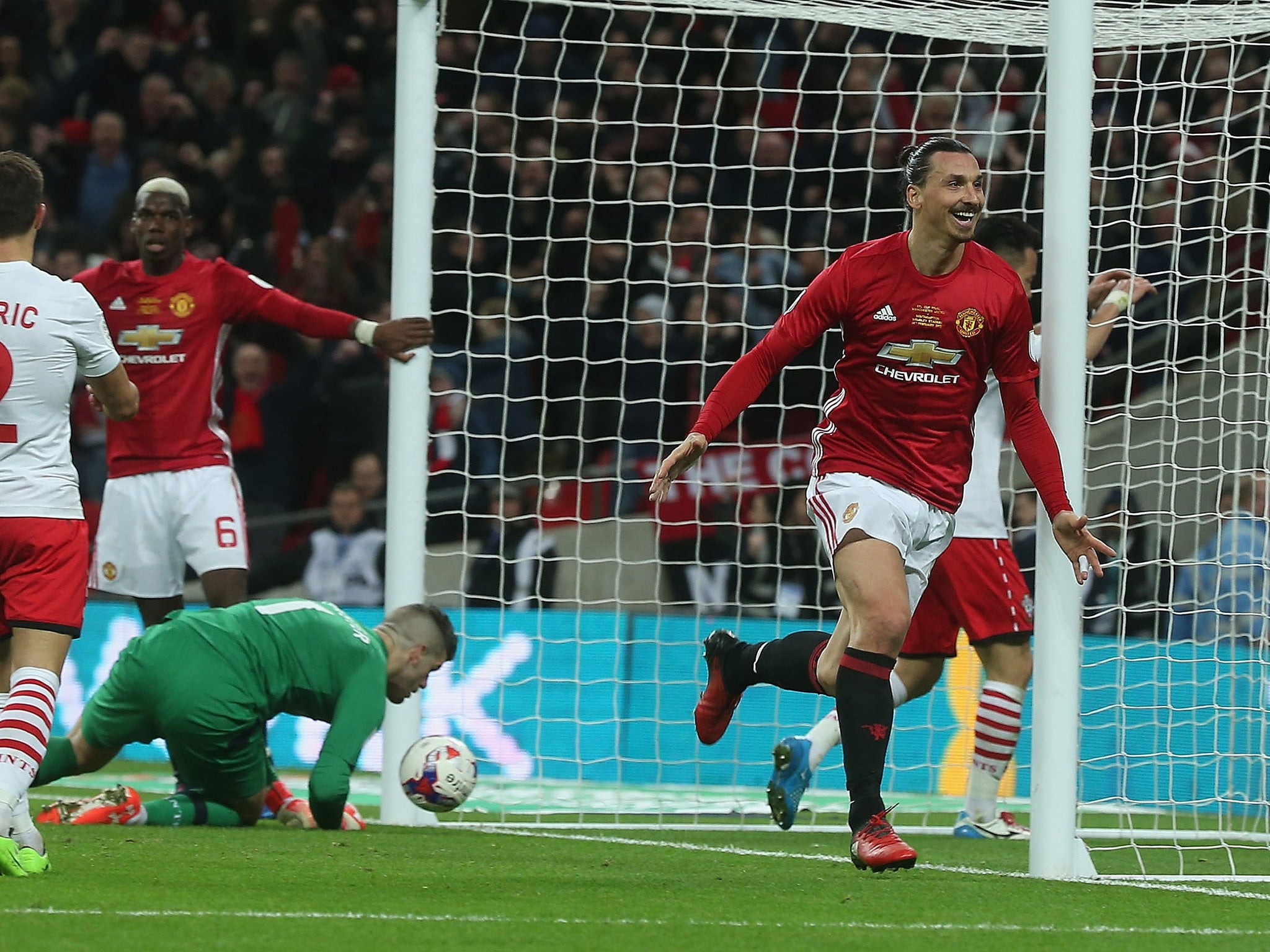 Zlatan Ibrahimovic took the field in Adidas boots for Sunday's EFL Cup final