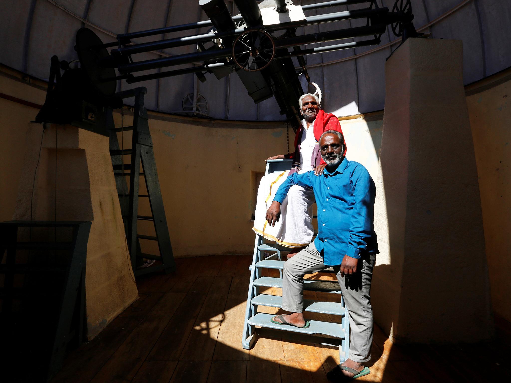 Devendran (right) and his father Paramasivan, spend their days at the Kodaikanal Solar Observatory, honouring a century-old family tradition of studying the sun