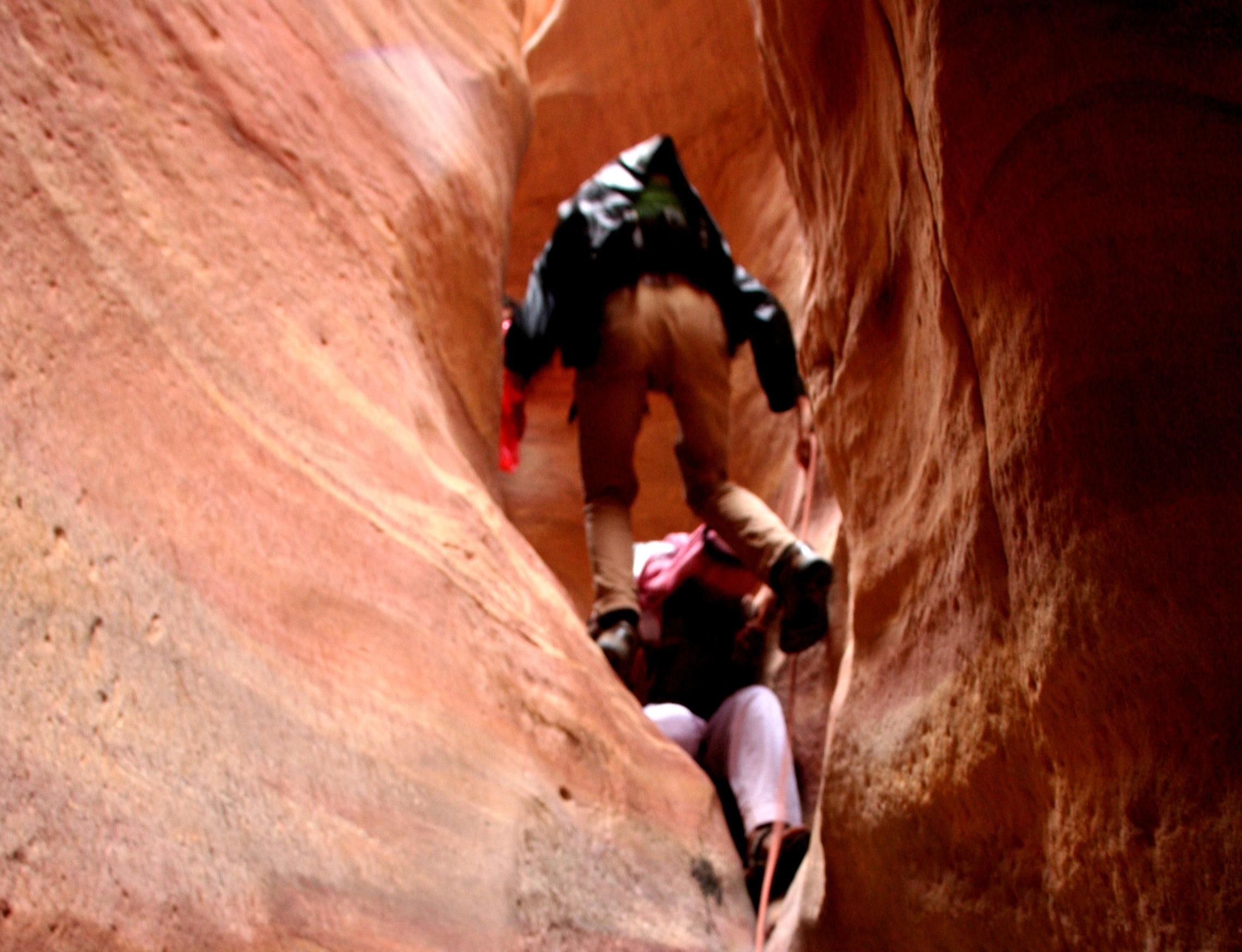 Sometimes ropes were necessary to haul each other over obstacles