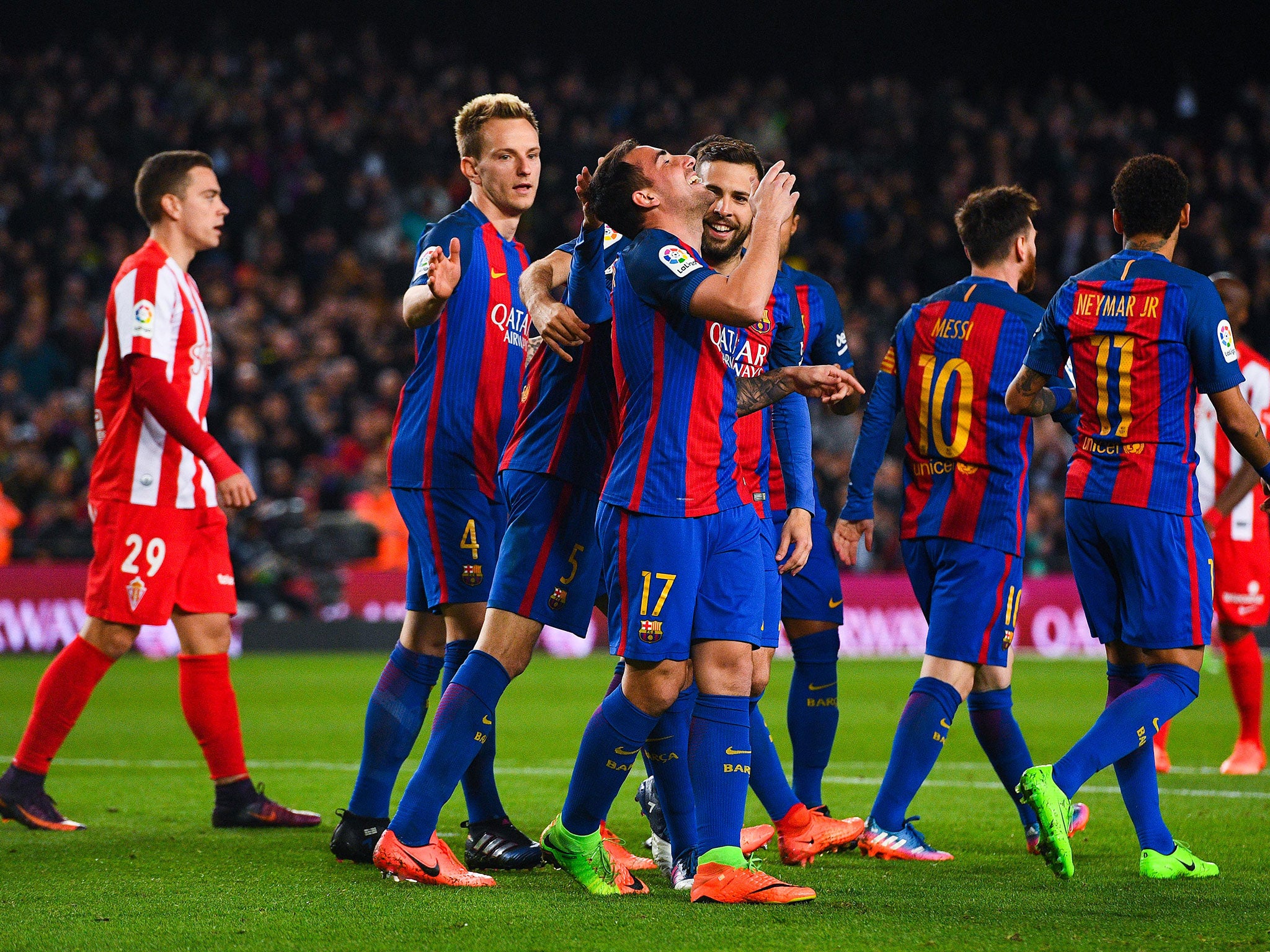 Alcacer celebrates his goal