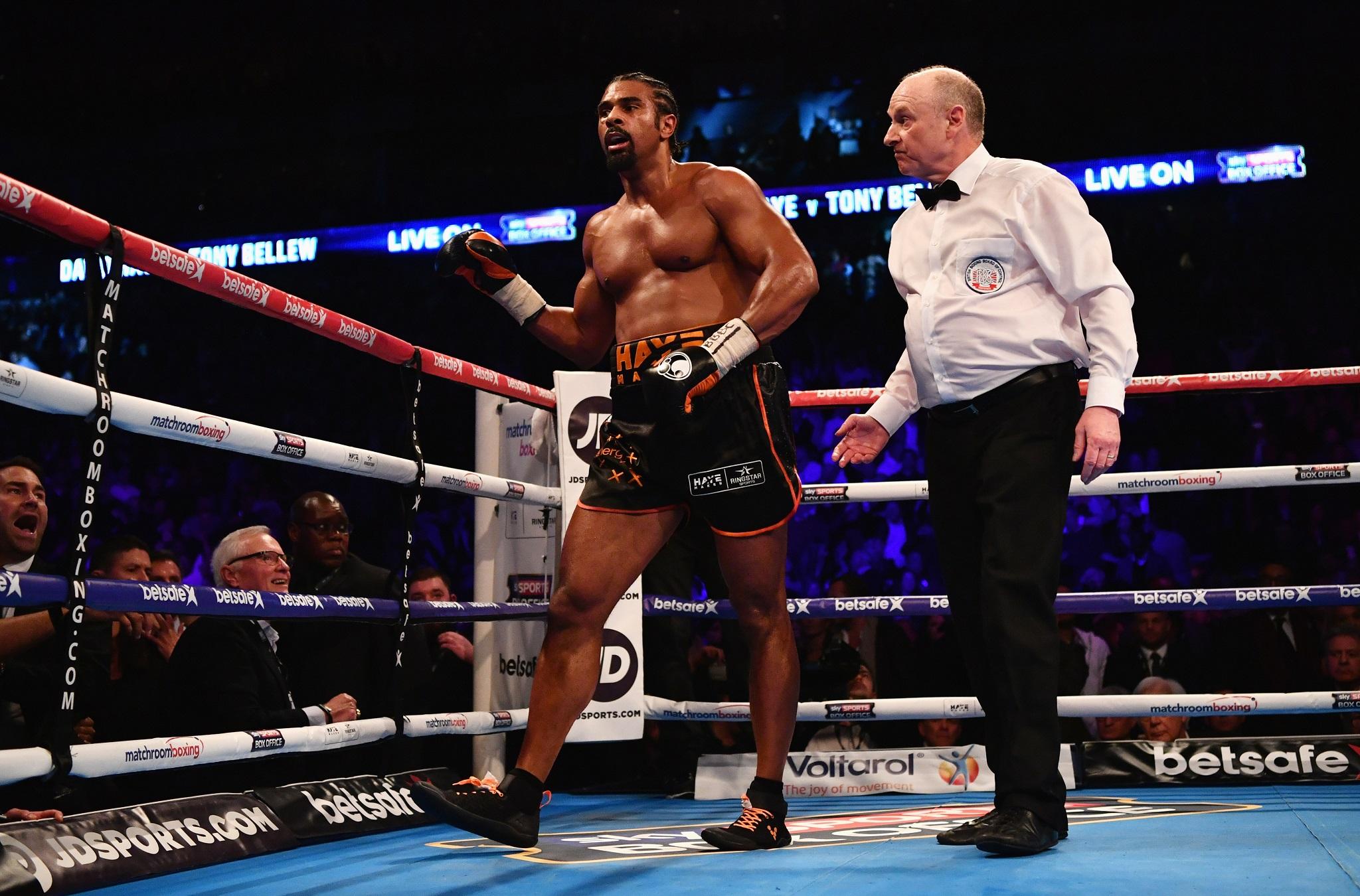 Haye limped back to his corner at the end of the sixth round (Getty)