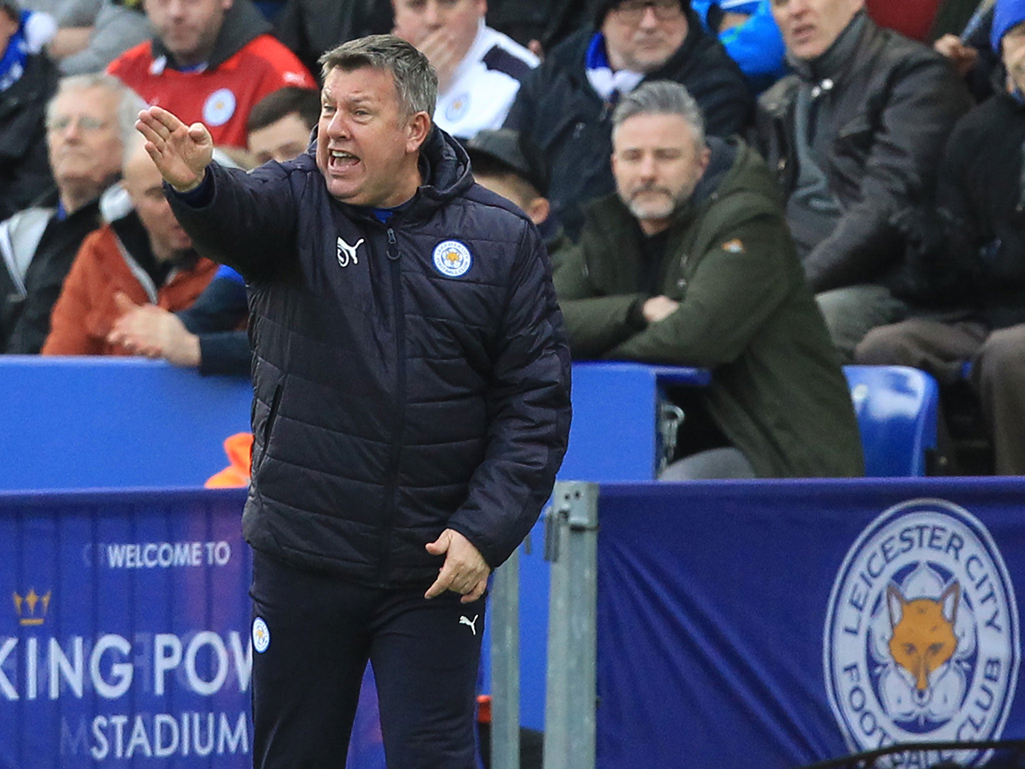 Craig Shakespeare issues instructions to his players during Saturday's game