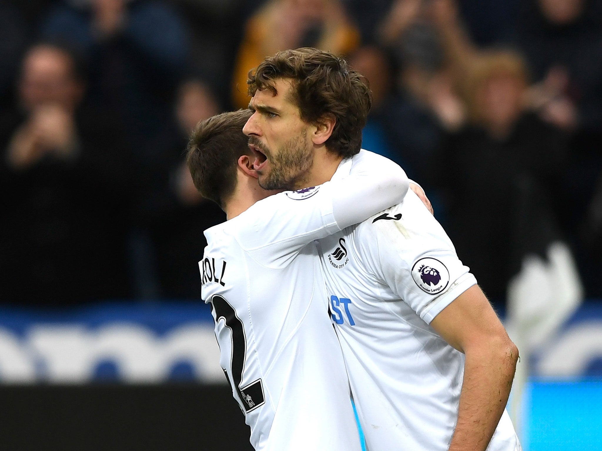 Llorente celebrates his winner for Swansea