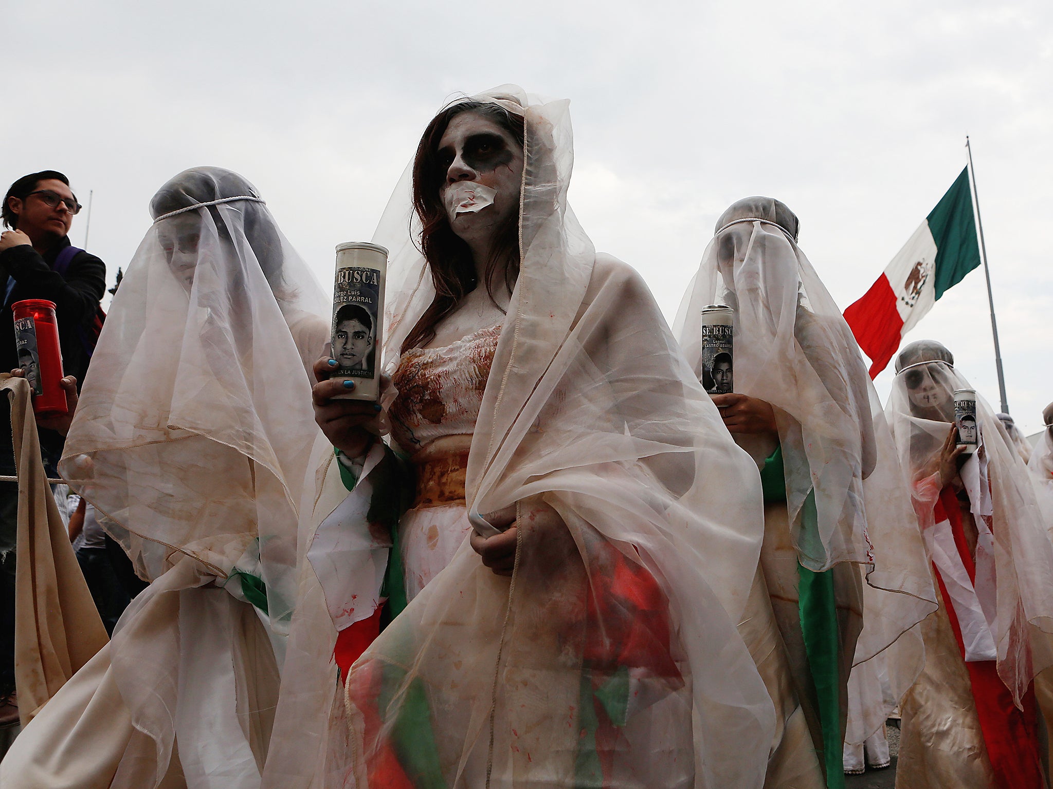 Women taking part in a protest against the disappearance of women in Mexico City