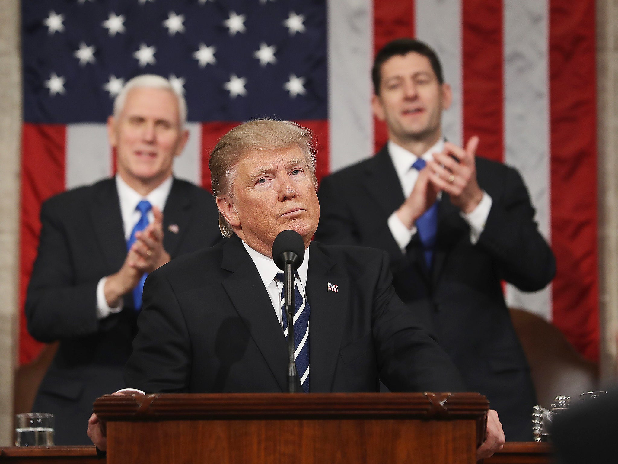 President Trump delivers his first address to a joint session of Congress in Washington DC on 28 February