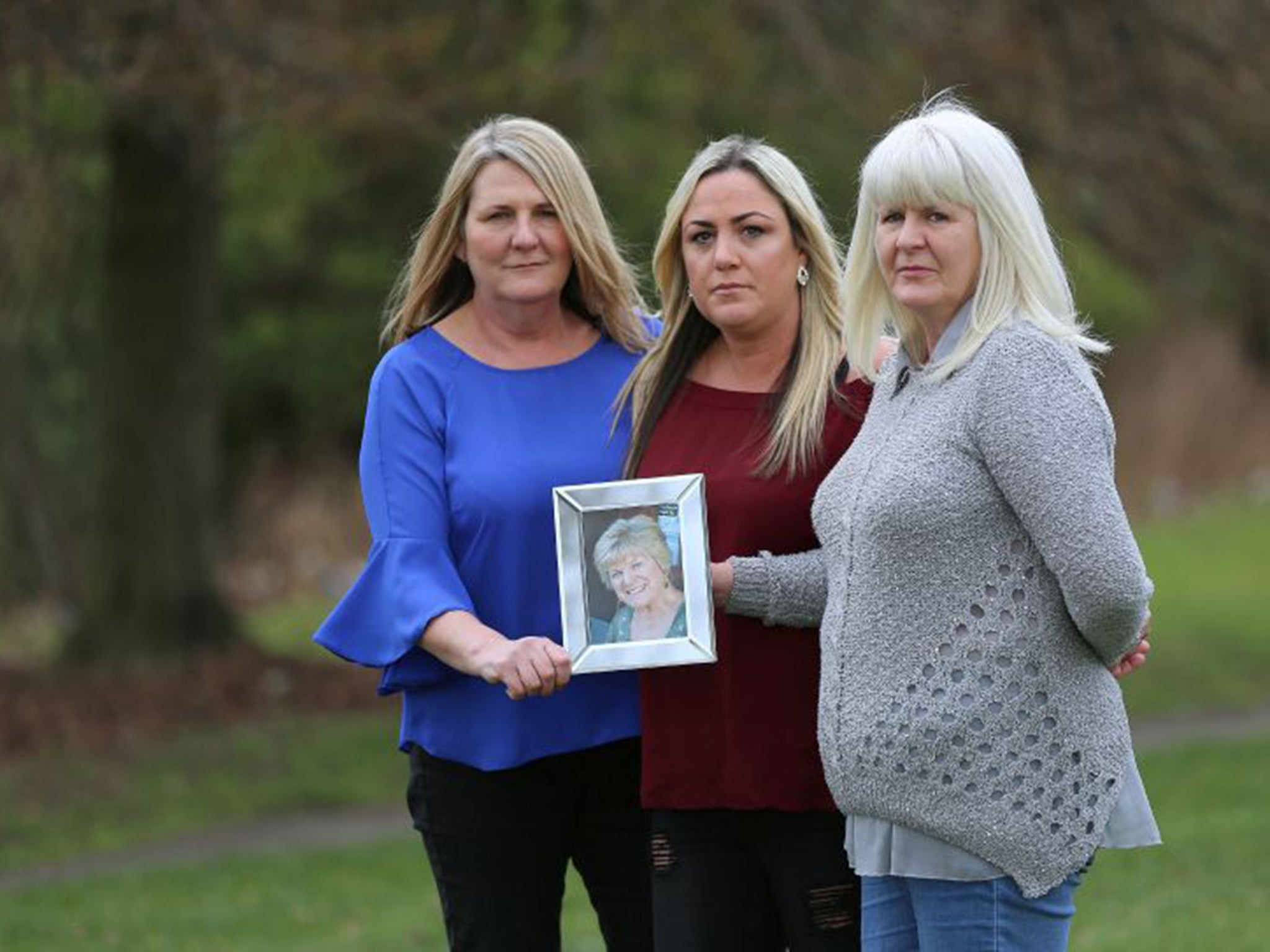 Left to right: Sheila Hynes’ daughter Jan Hopper, 55, grandaughter Elaine Wheeler, 35 and daughter Julie Jenkins, 53