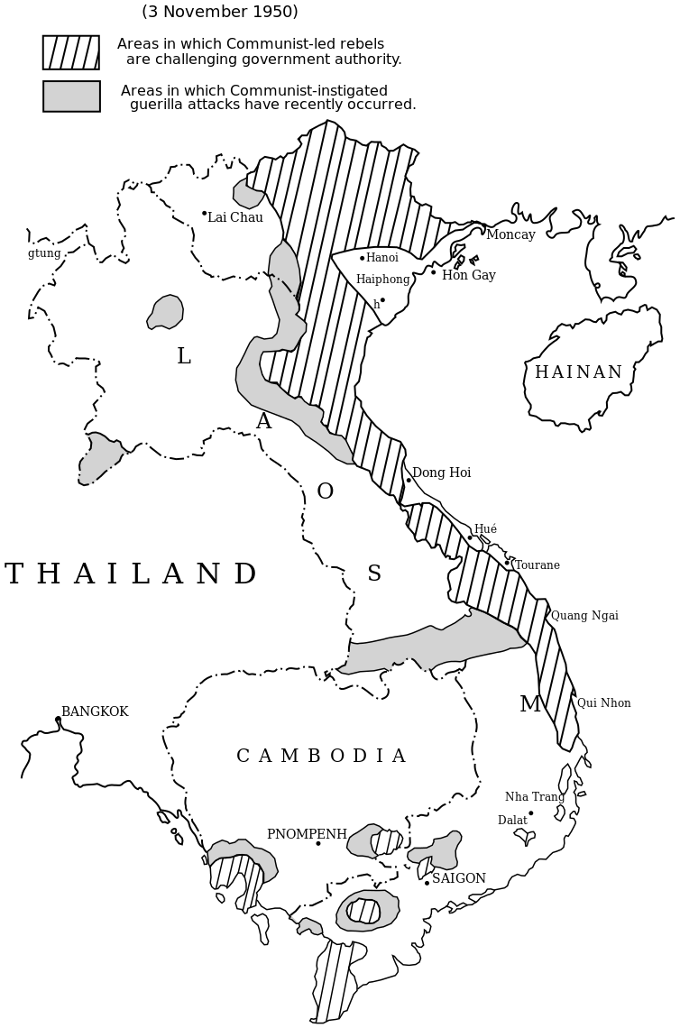 A CIA map of dissident activities in Indochina published as part of the Pentagon Papers