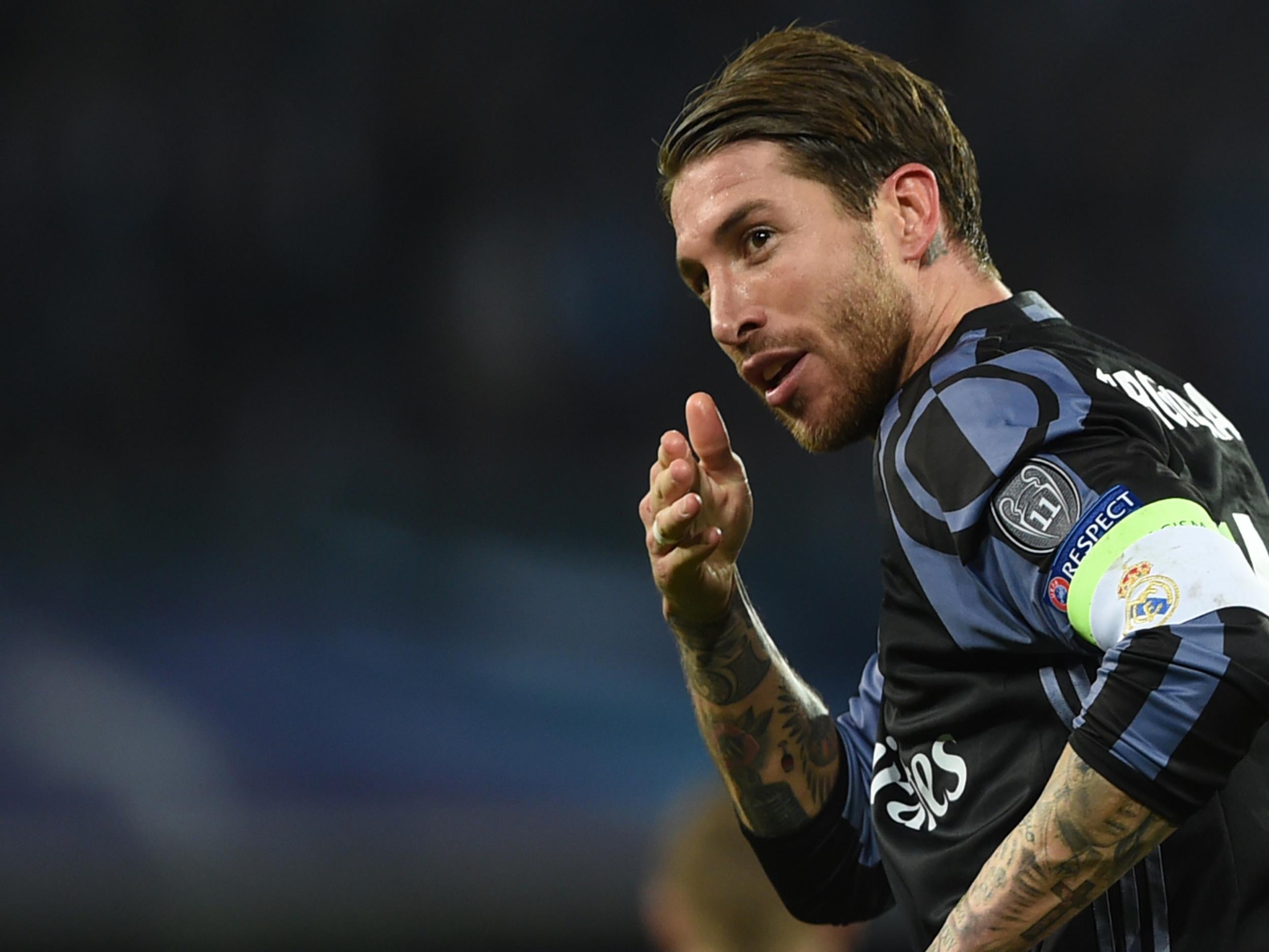 Real captain Sergio Ramos celebrates his second goal