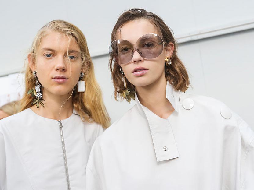 Marni showcased mismatched geometric shapes and dangling jewels