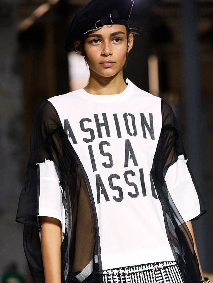 At Sacai t-shirts featured prints that read “Fashion is a Passion”.