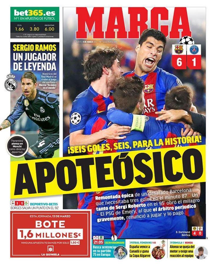 The headline from Spanish paper Marca