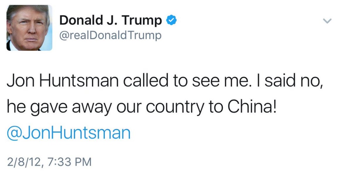 Trump has repeatedly disparaged Huntsman on Twitter