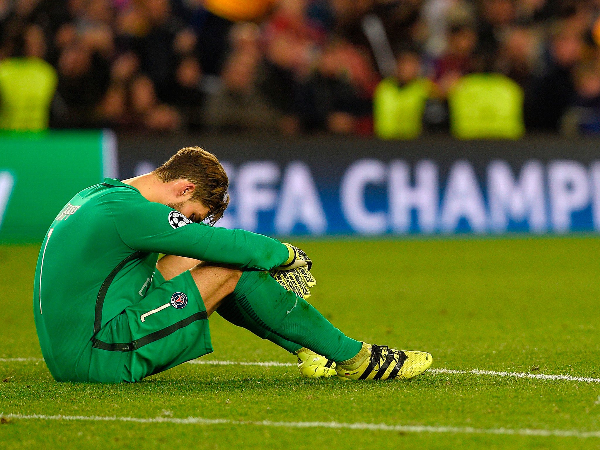 PSG's goalkeeper Kevin Trapp could not hide his disappointment at the final whistle