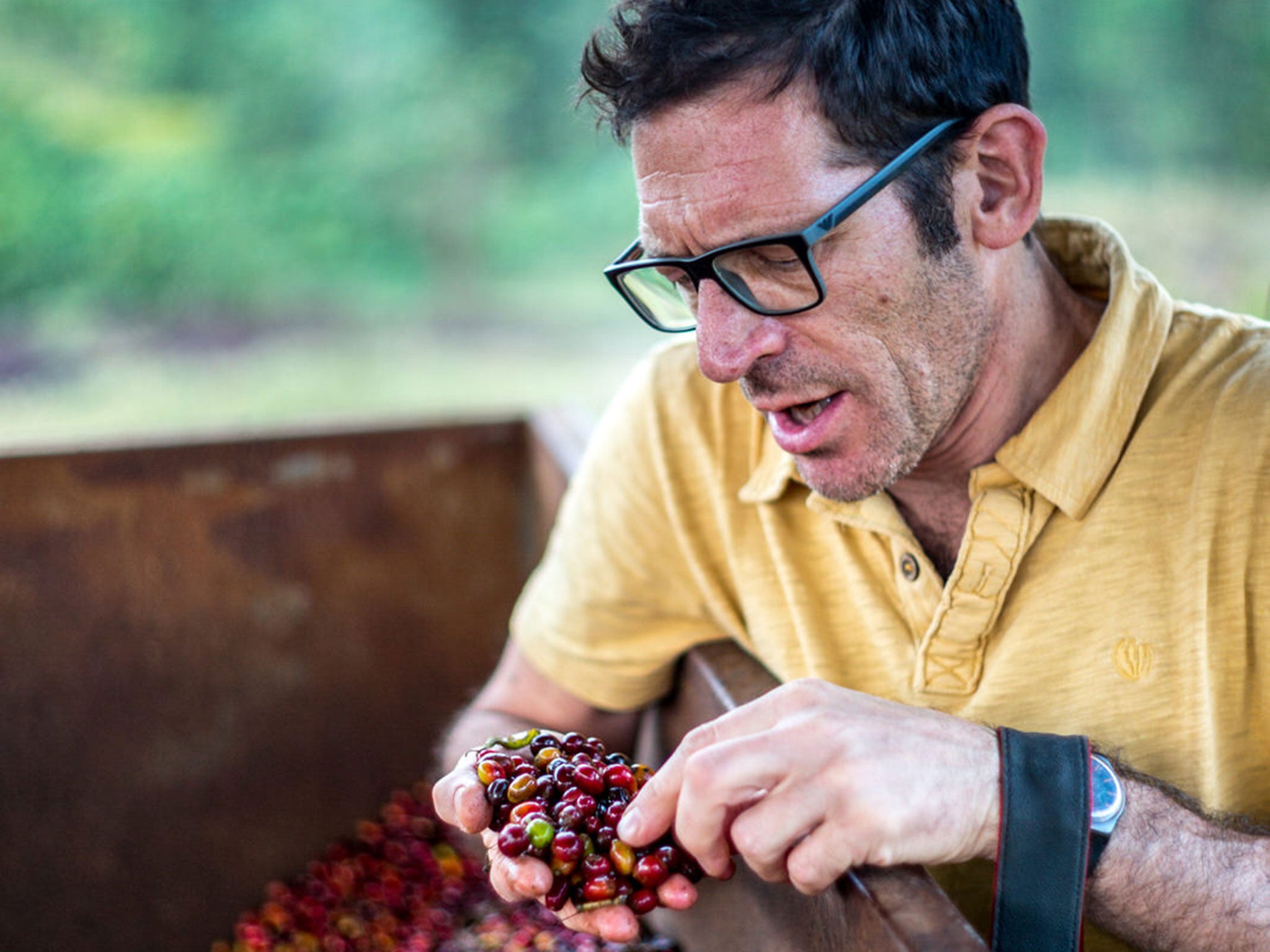 Jeremy Torz assessing the quality of a farm’s harvest