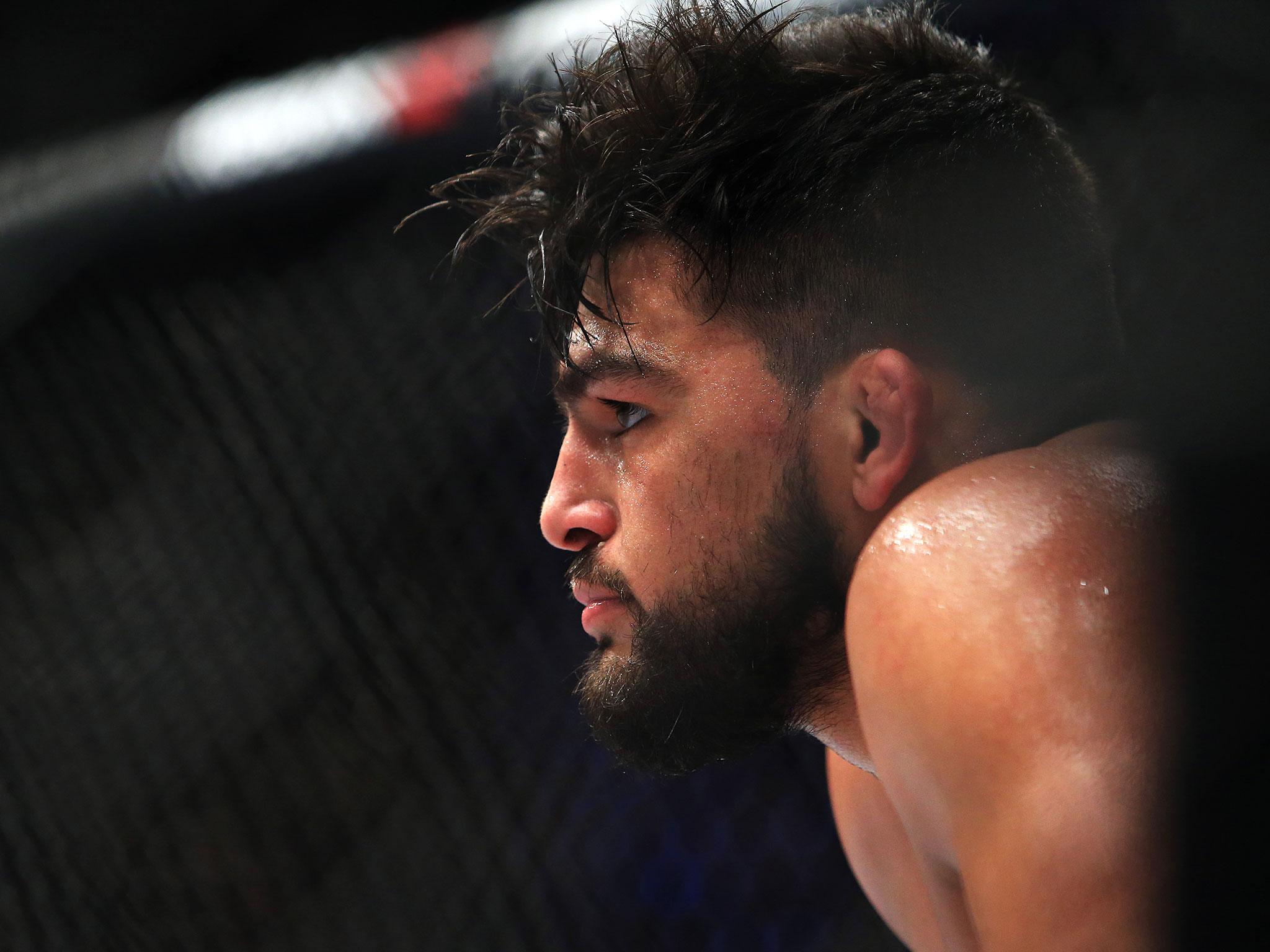 &#13;
Kelvin Gastelum prepares to fight Tim Kennedy in a Middleweight bout during the UFC 206 event at in December last year &#13;