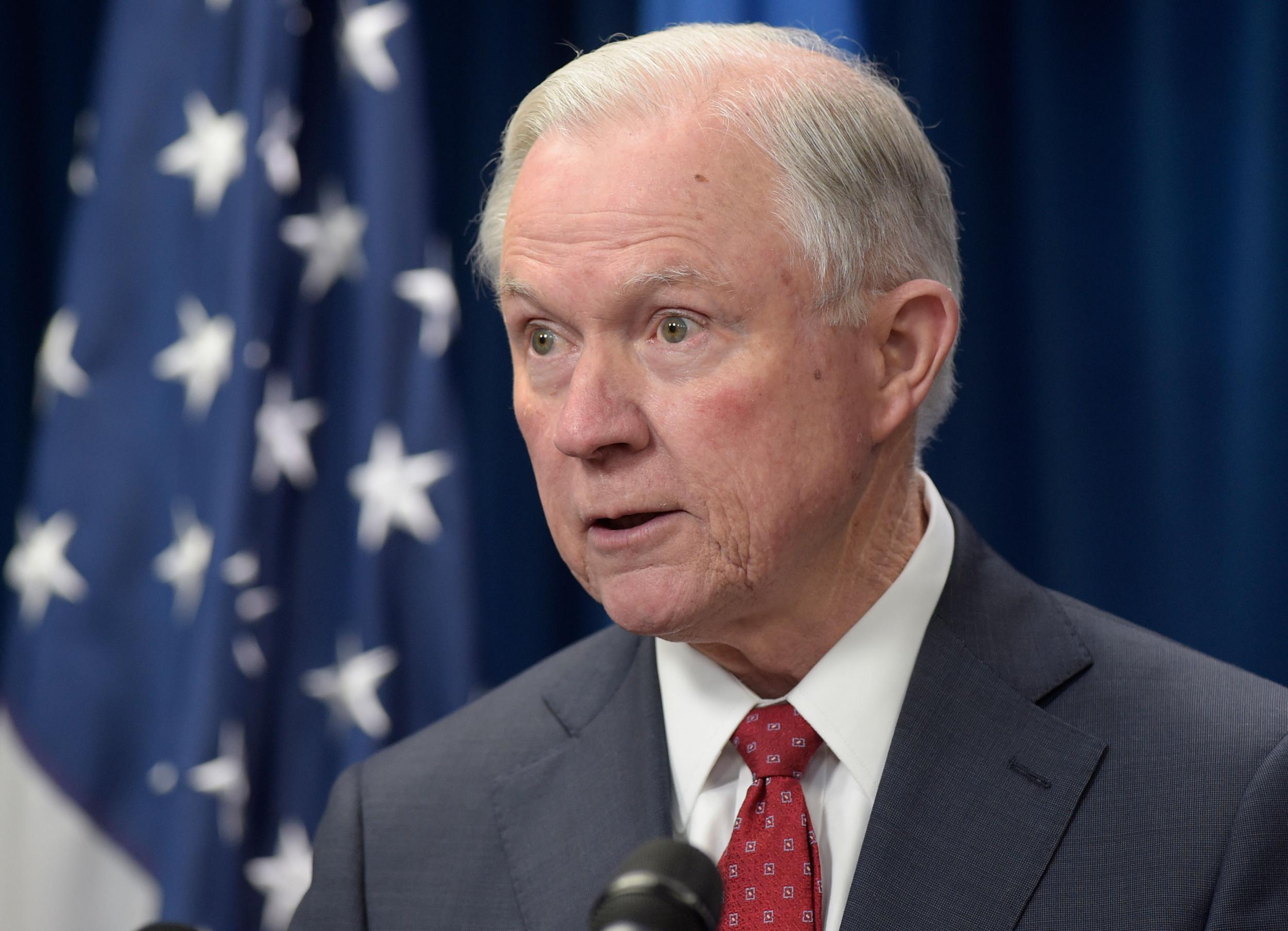 Attorney General Jeff Sessions speaks in Washington