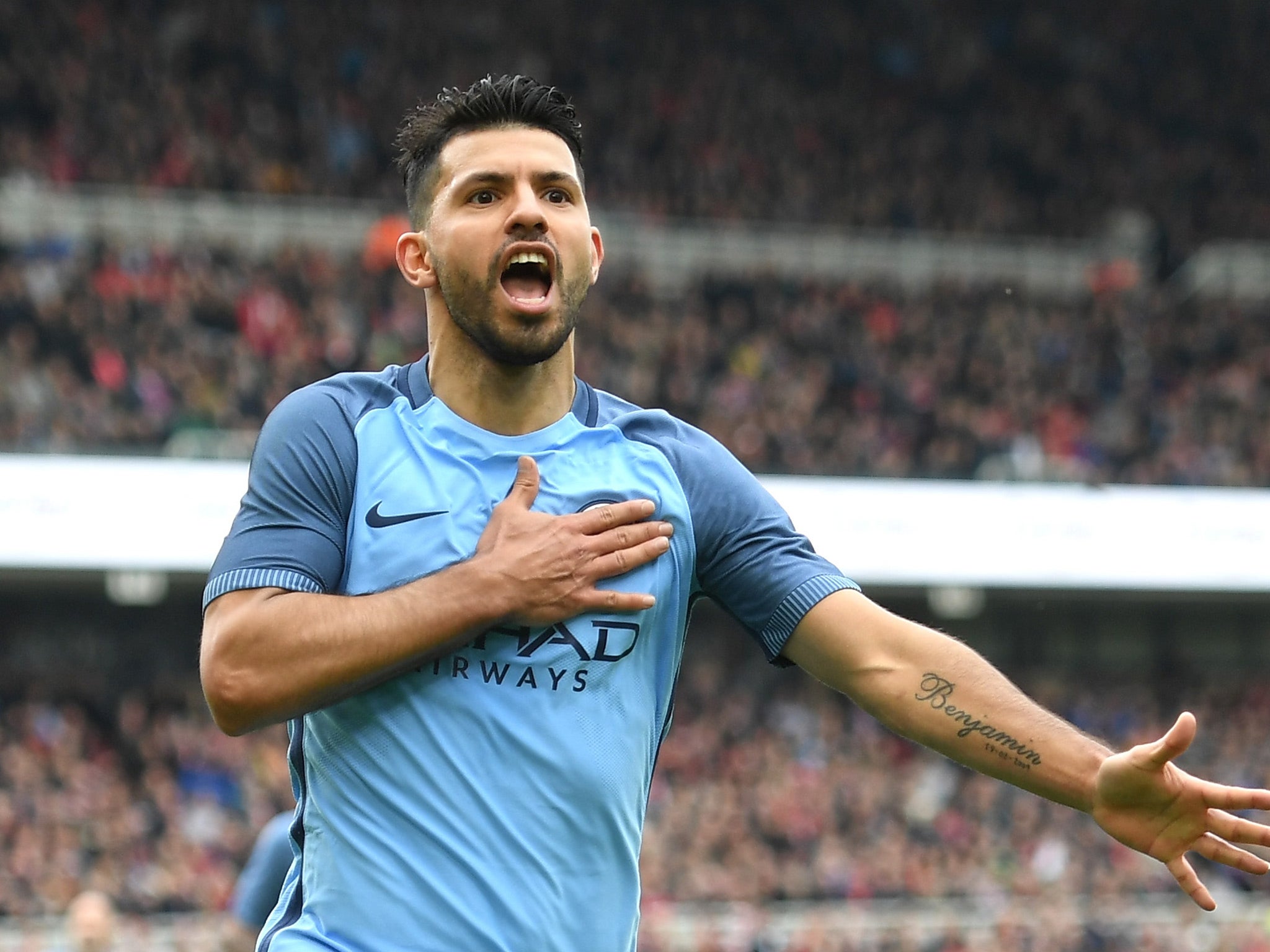 Sergio Aguero rounded off Manchester City's win with a cool second-half finish