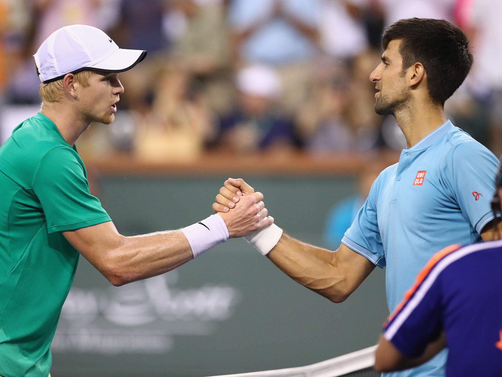 Novak Djokovic celebrates his win over Britain's Kyle Edmund