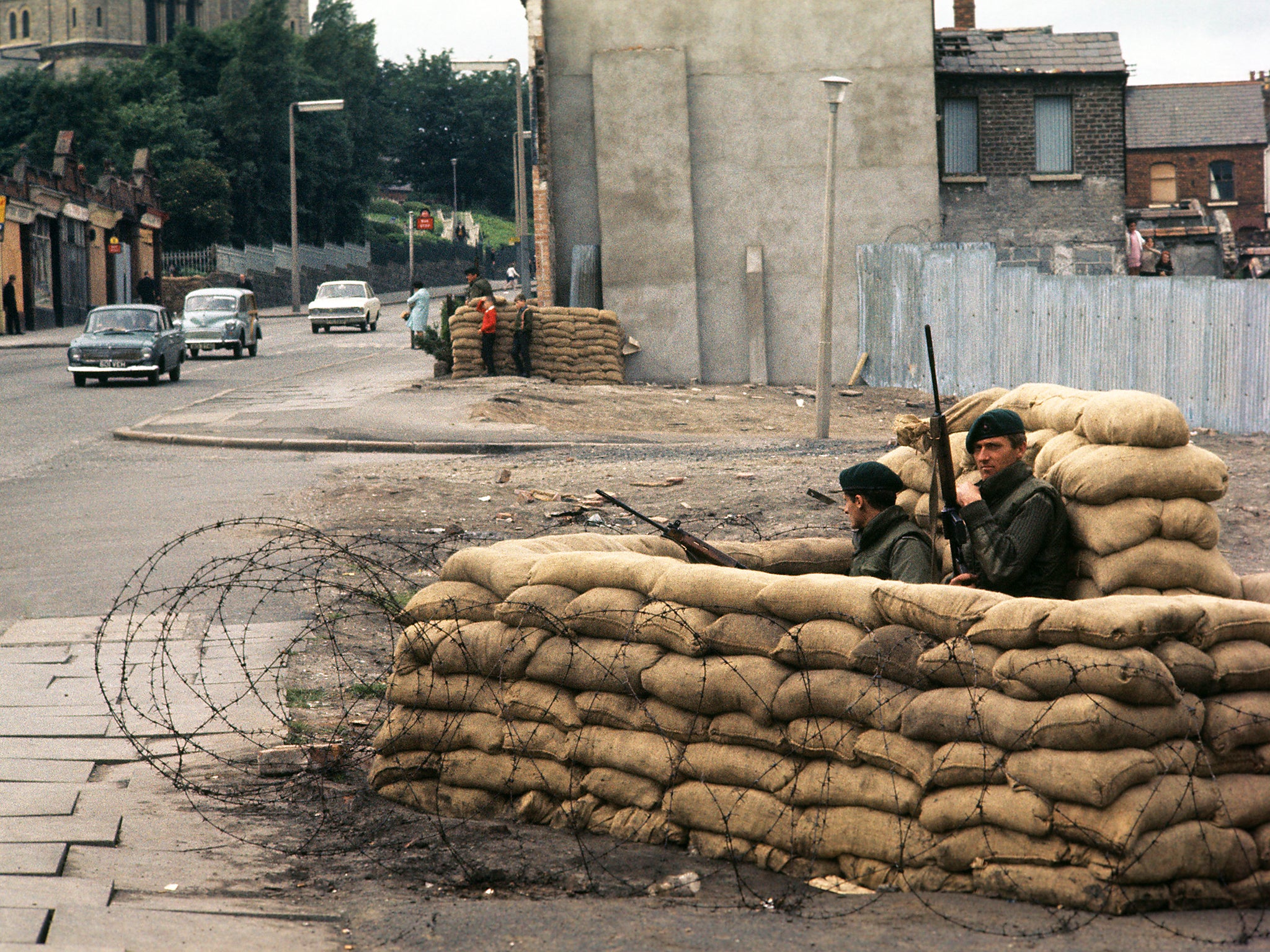 Back in the day: the British army mans a road block in Belfast