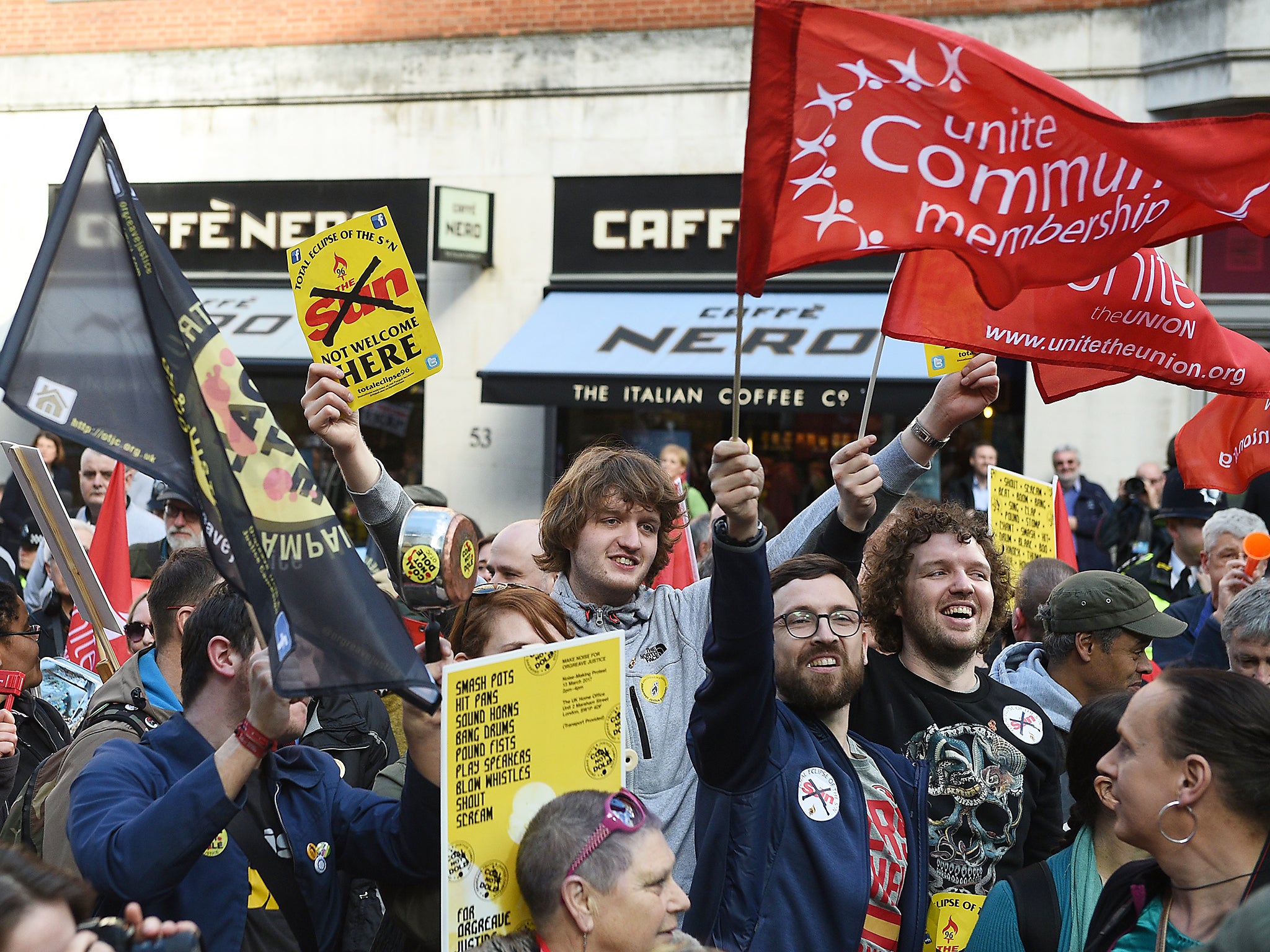 Protesters gathered outside the Home Office during the Orgreave demonstration in London last year