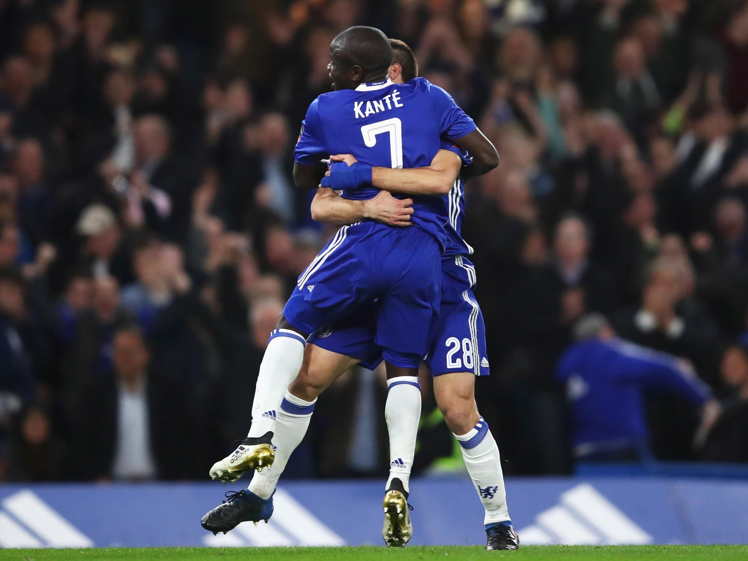 &#13;
N'Golo Kante celebrates his goal &#13;