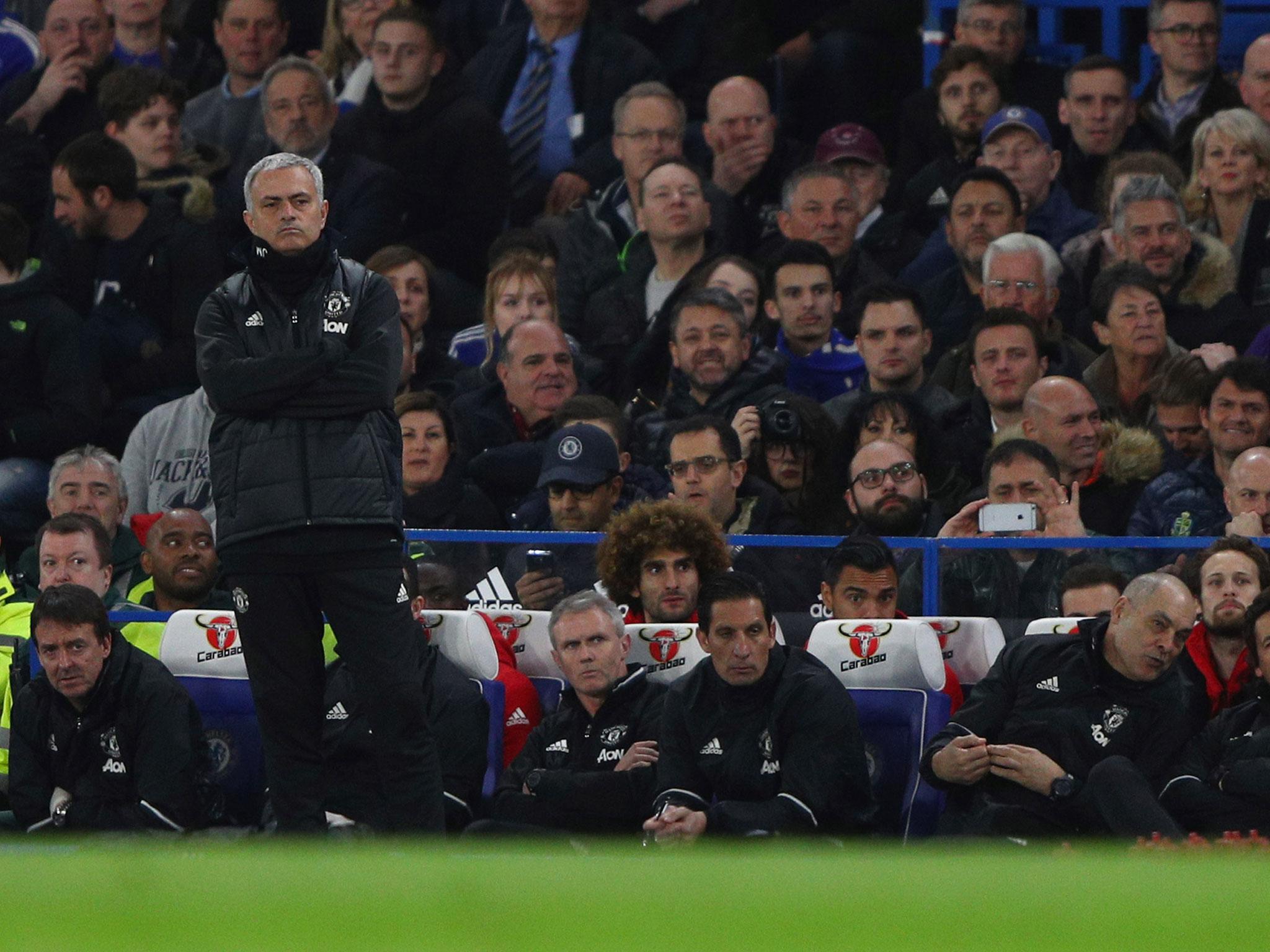 &#13;
Mourinho watches on from the sideline &#13;