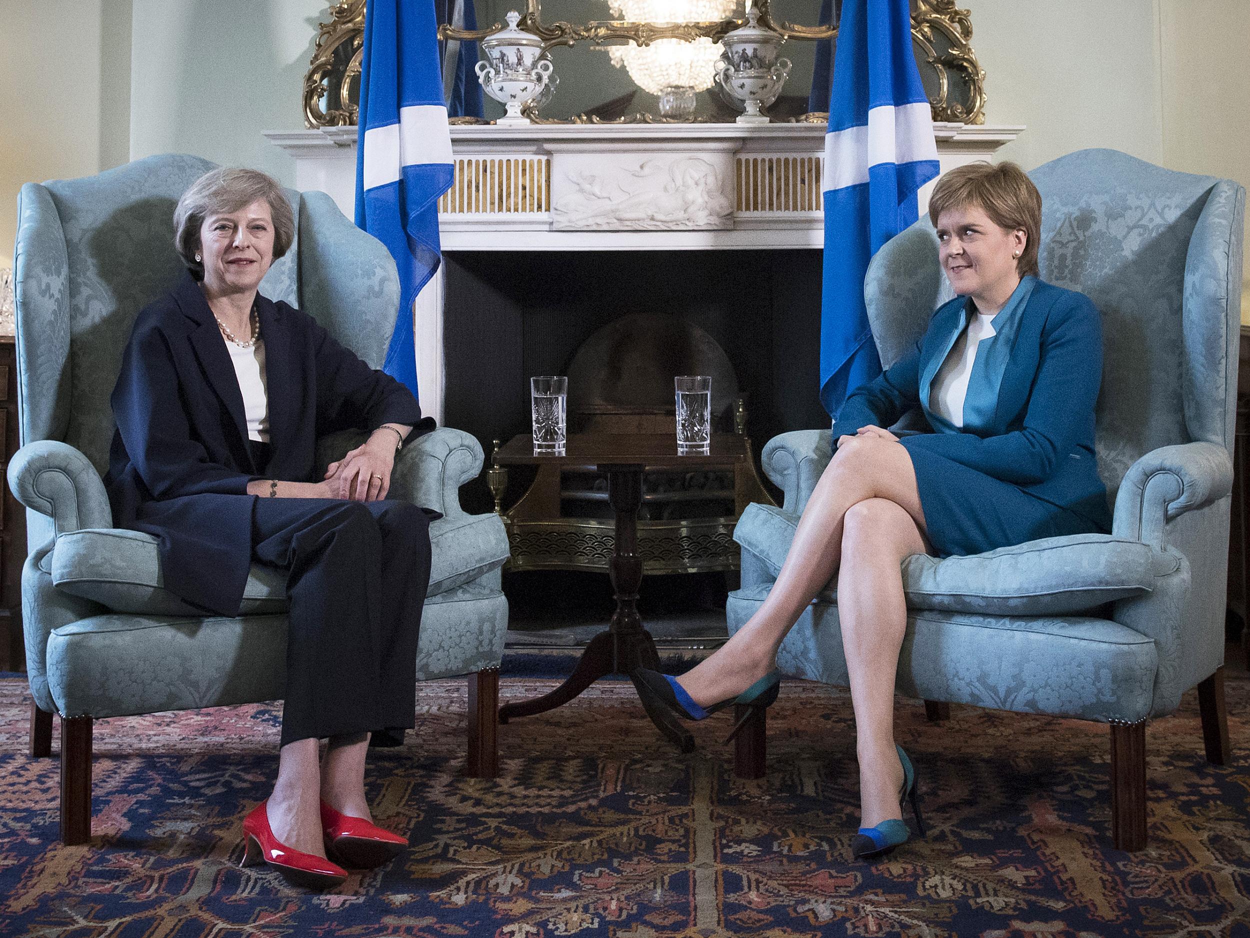 British Prime Minister Theresa May meeting First Minister of Scotland, Nicola Sturgeon at Bute House